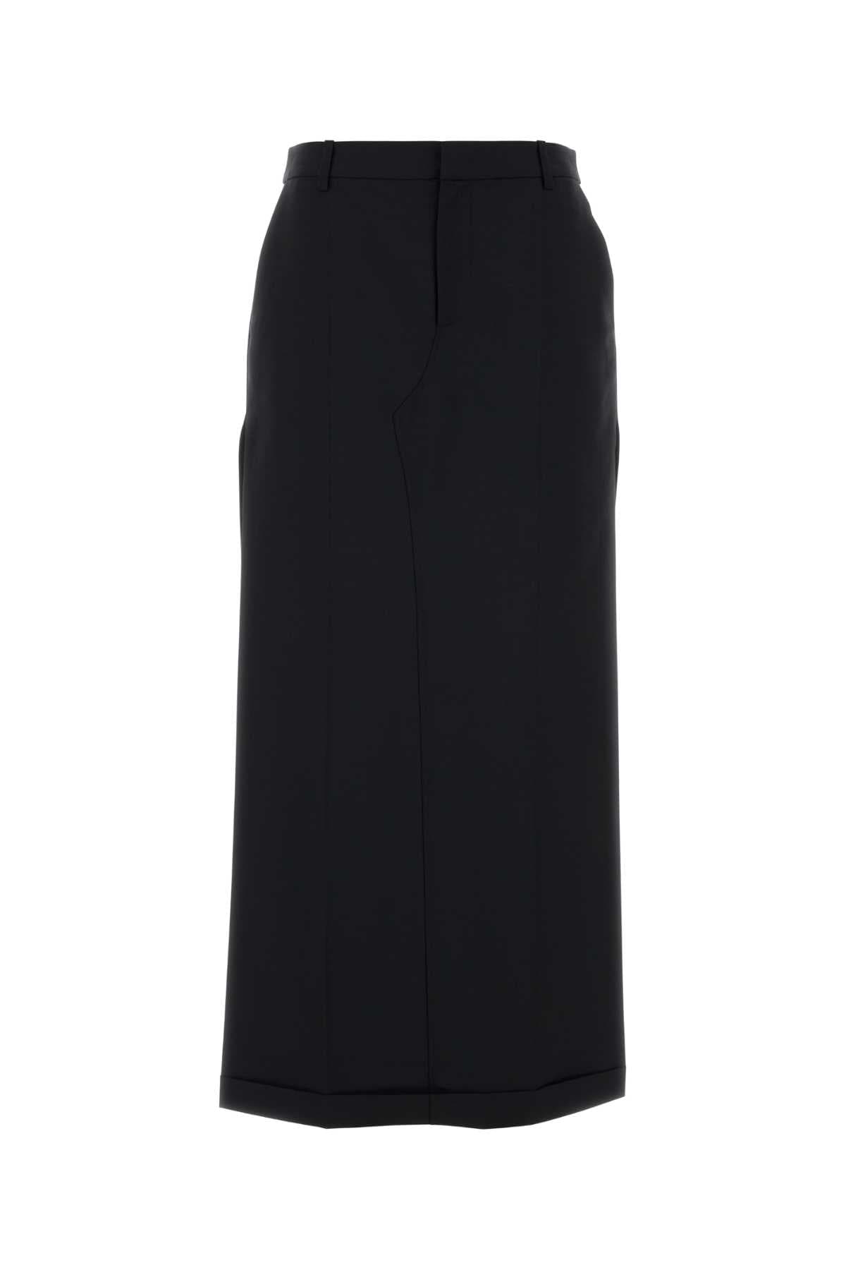 Black wool blend pant-skirt