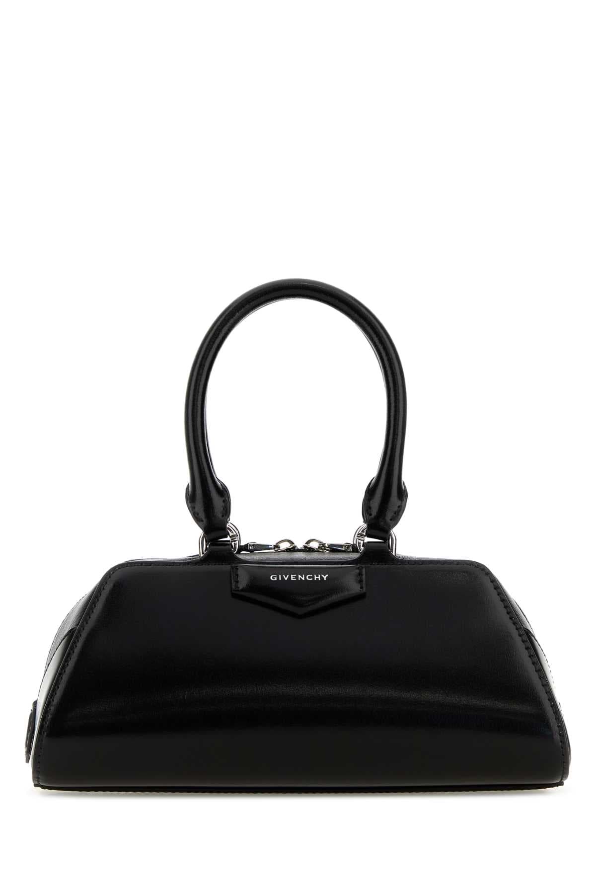 Black leather mini Antigona East-West handbag