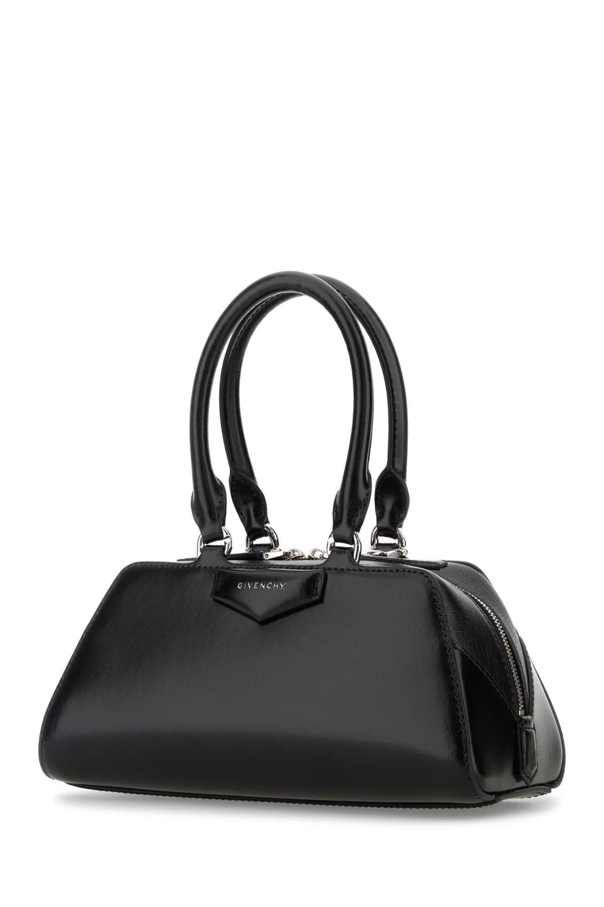 Black leather mini Antigona East-West handbag - мініатюра 4