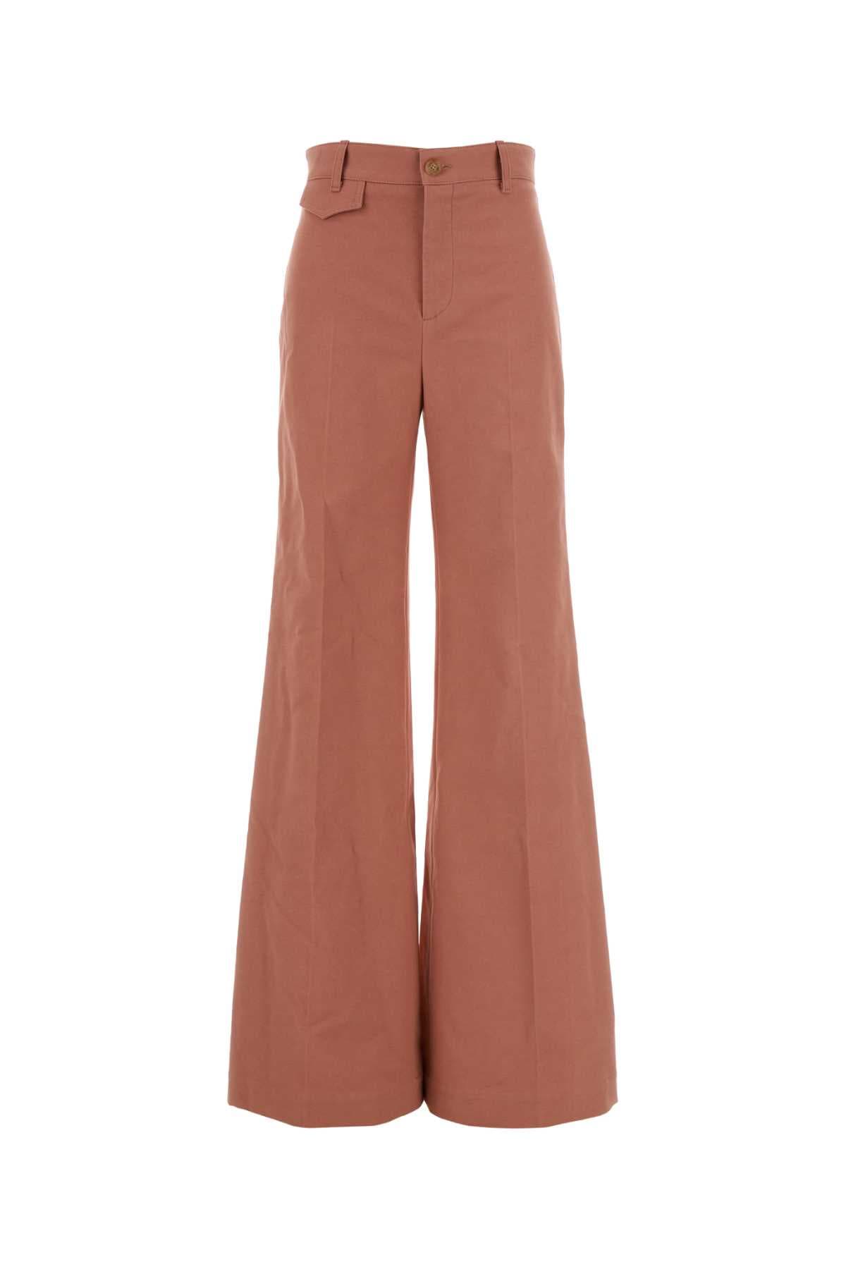 Dark pink cotton flared leg pant
