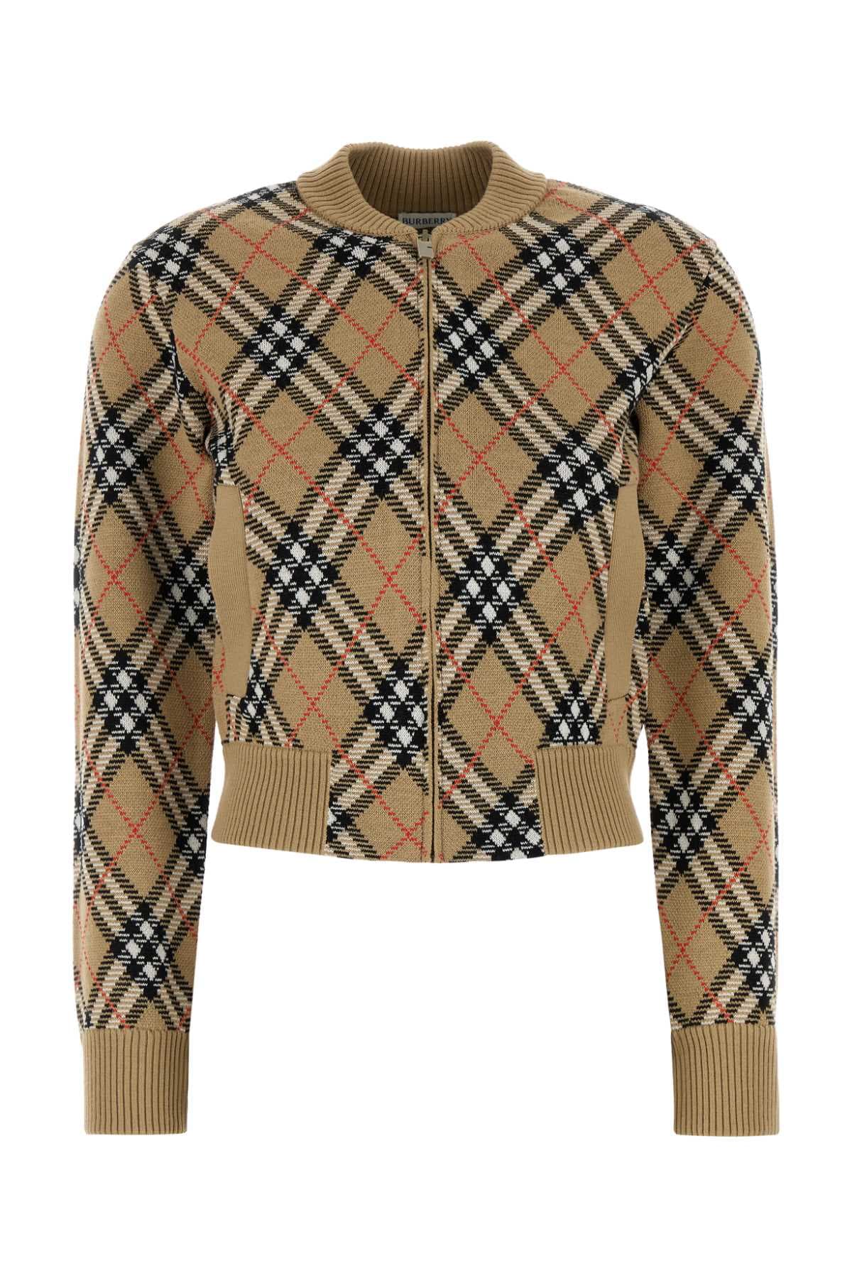 Embroidered wool blend cardigan