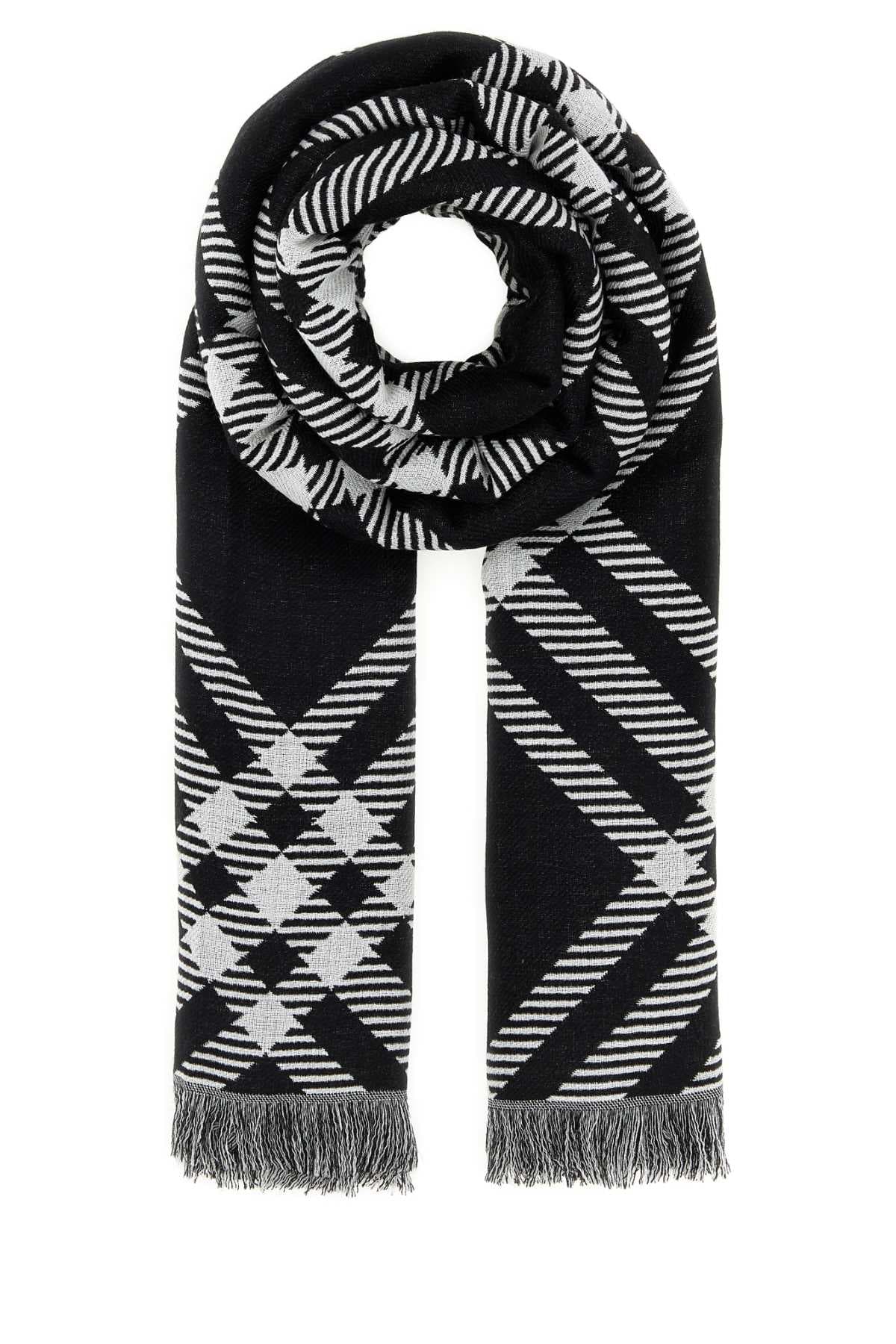Embroidered wool blend scarf