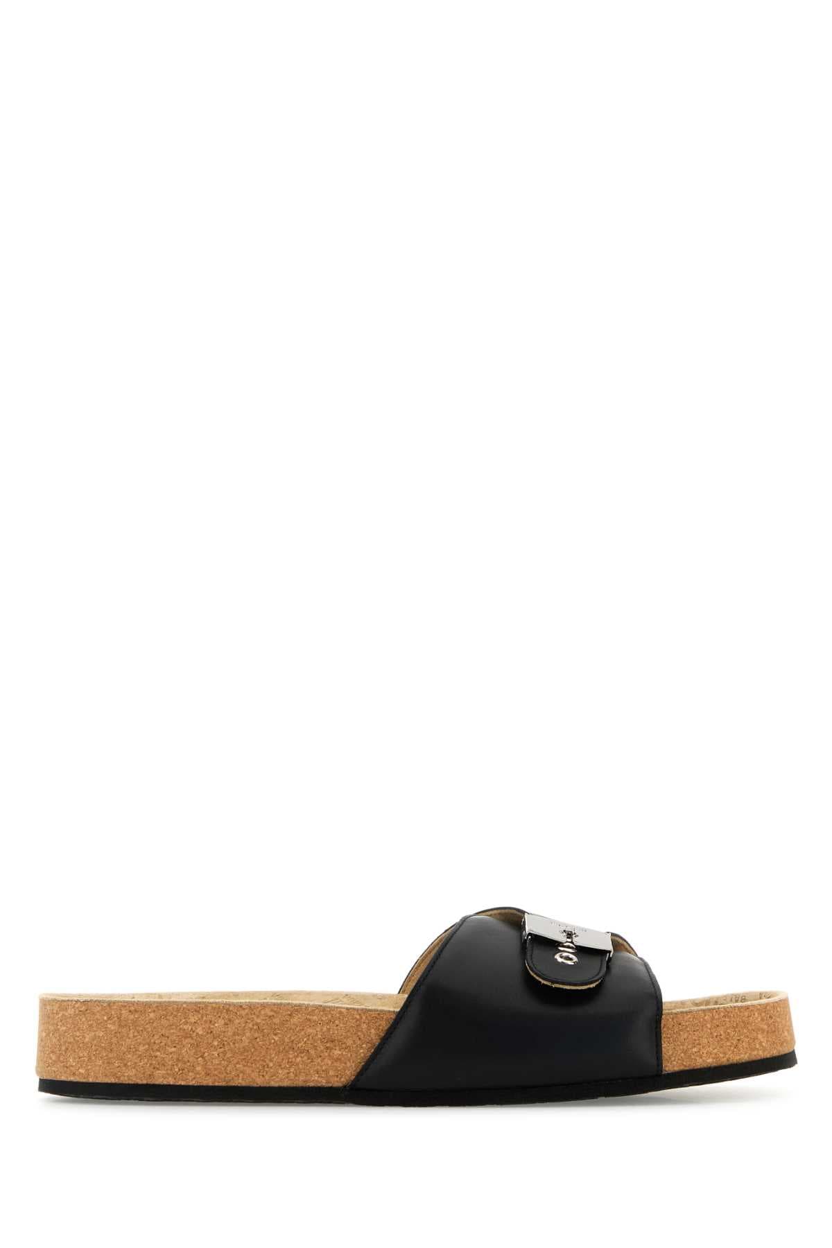 Black leather Balenciaga X Sholl slippers