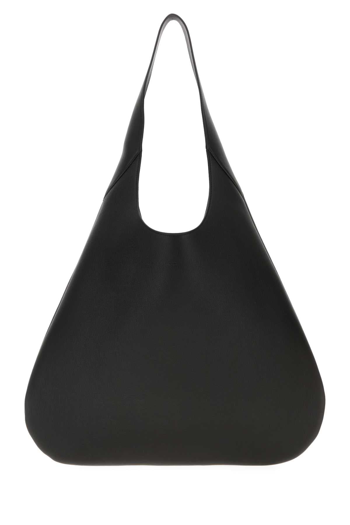 Black leather Tommaso shopping bag