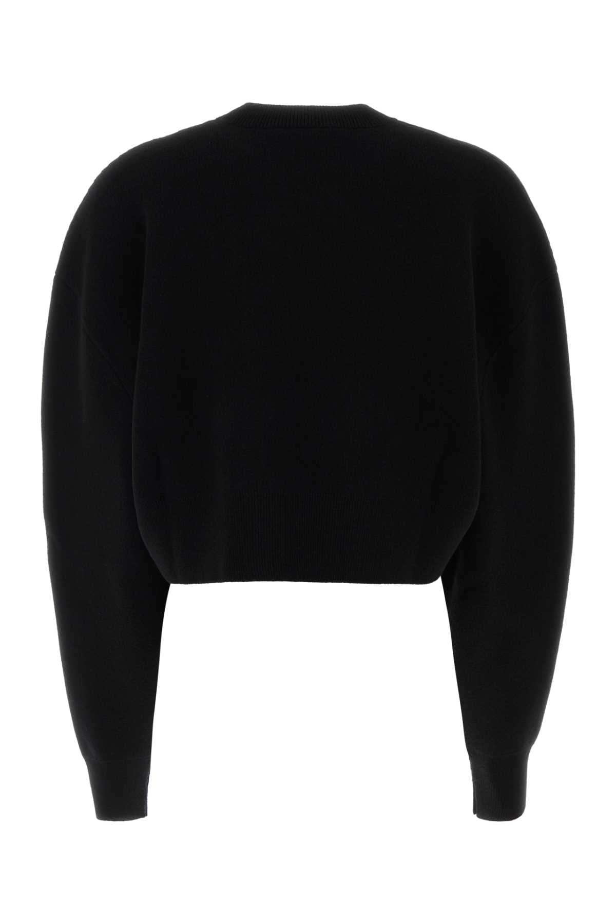 Black wool blend oversize sweater - мініатюра 2