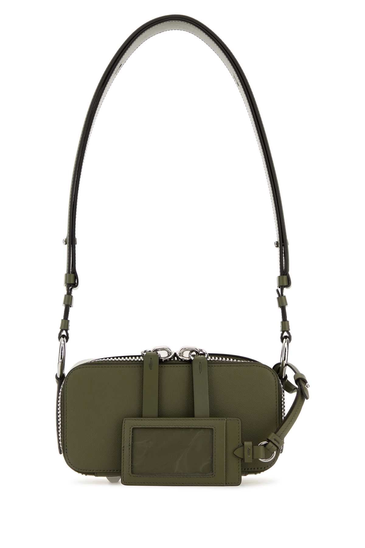 Army green leather shoulder bag