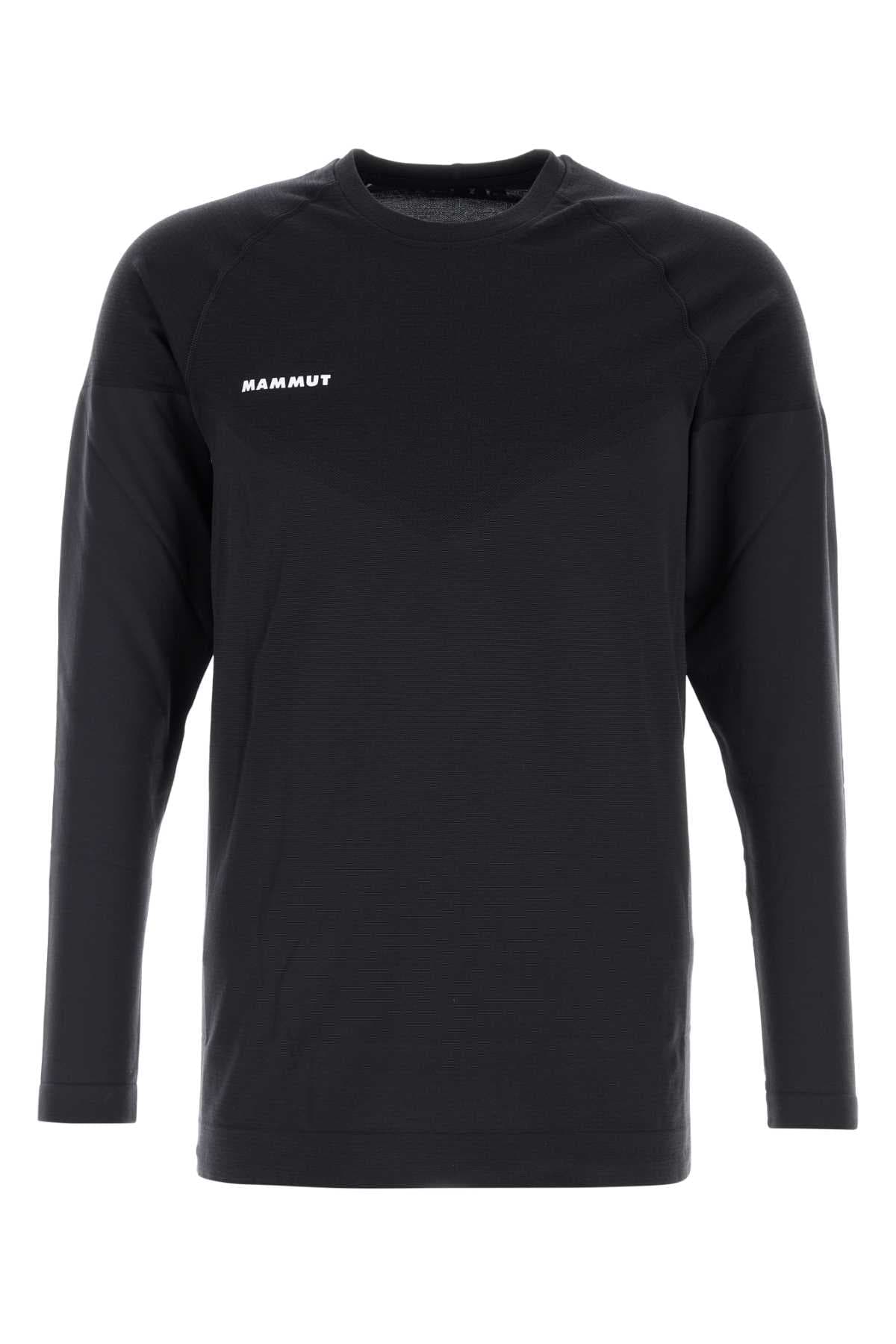 Black stretch nylon blend t-shirt