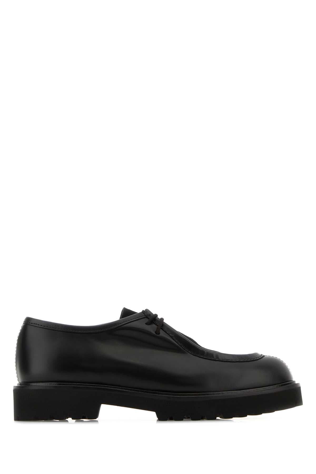 Black leather Track lace-up shoes