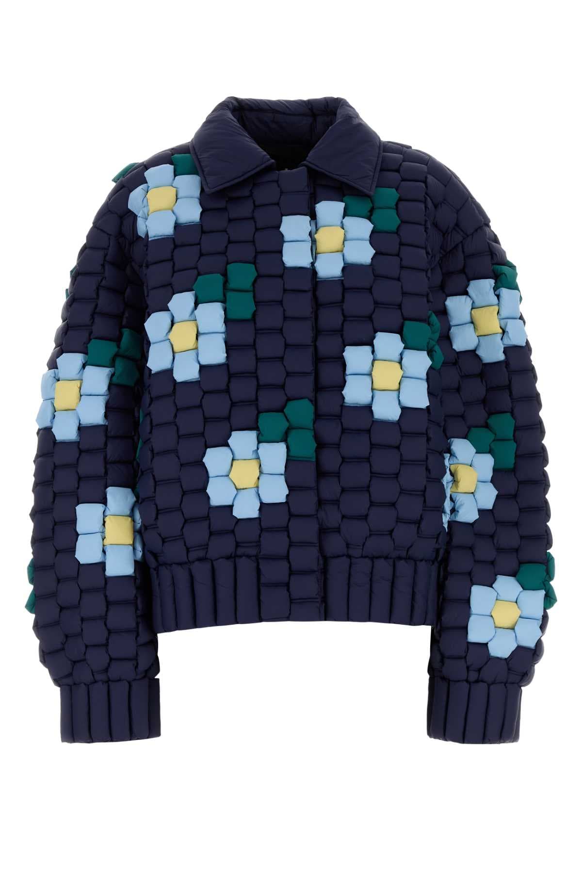 Navy blue nylon down jacket