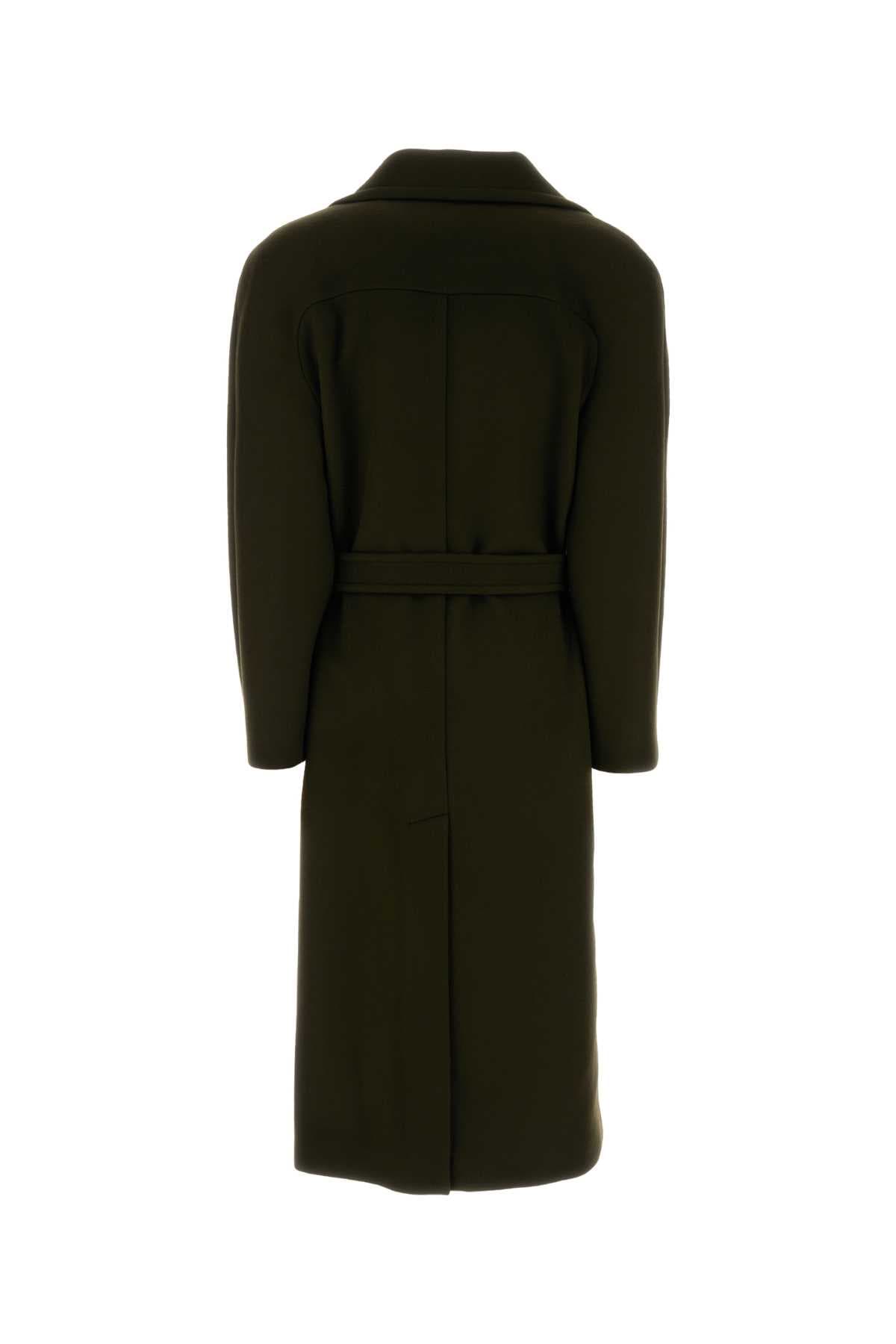 Bottle green wool coat - мініатюра 2