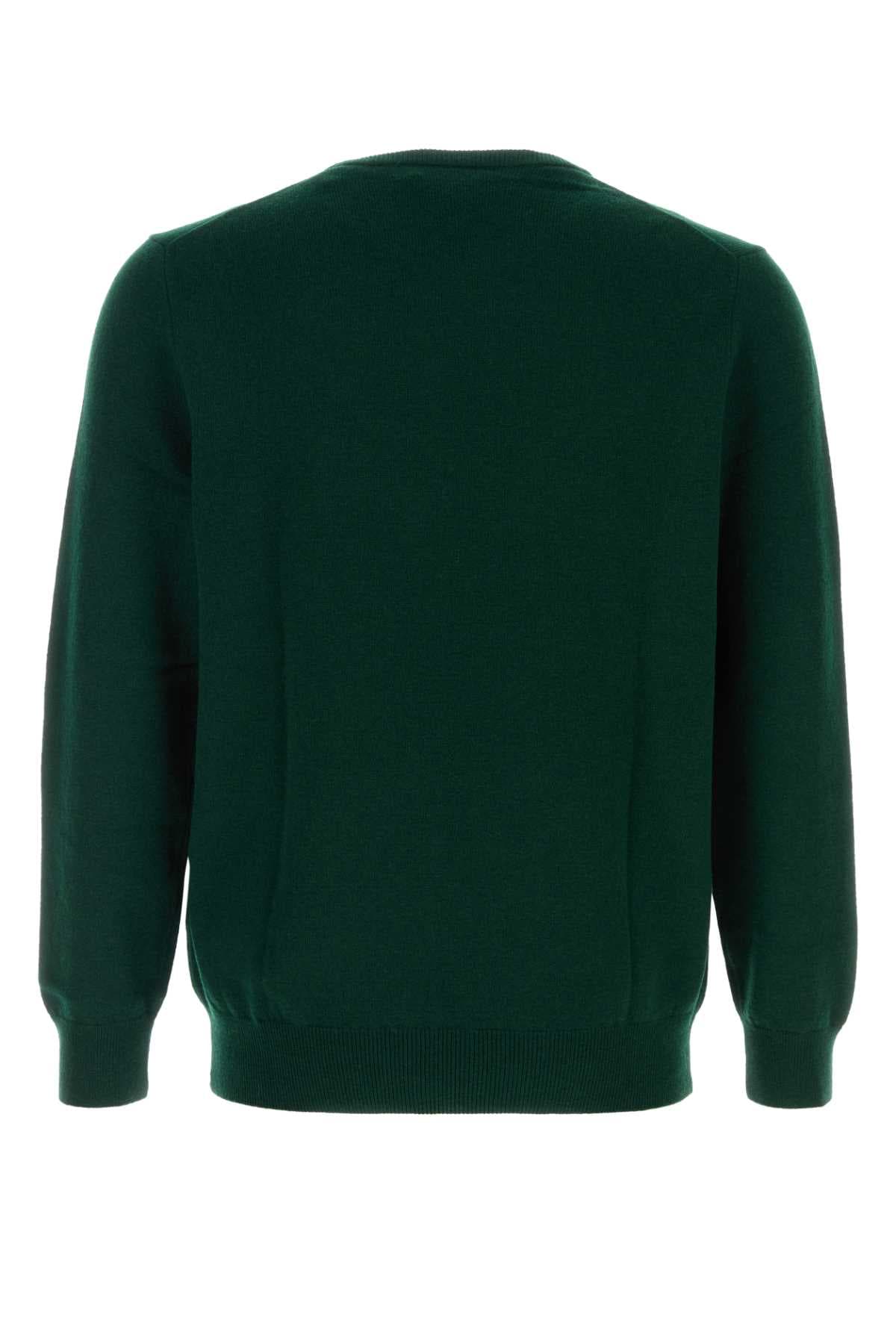 Bottle green wool sweater - мініатюра 2