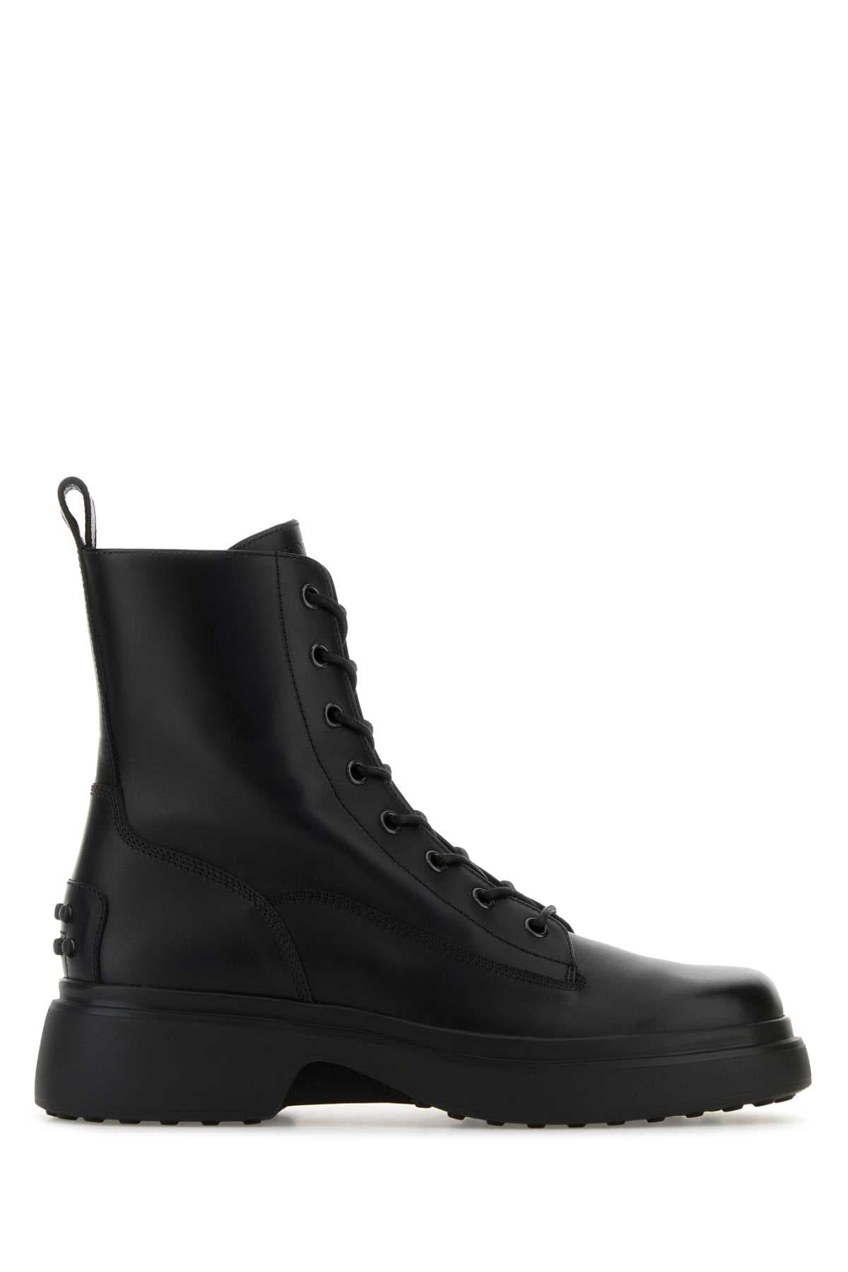 Black leather ankle boots