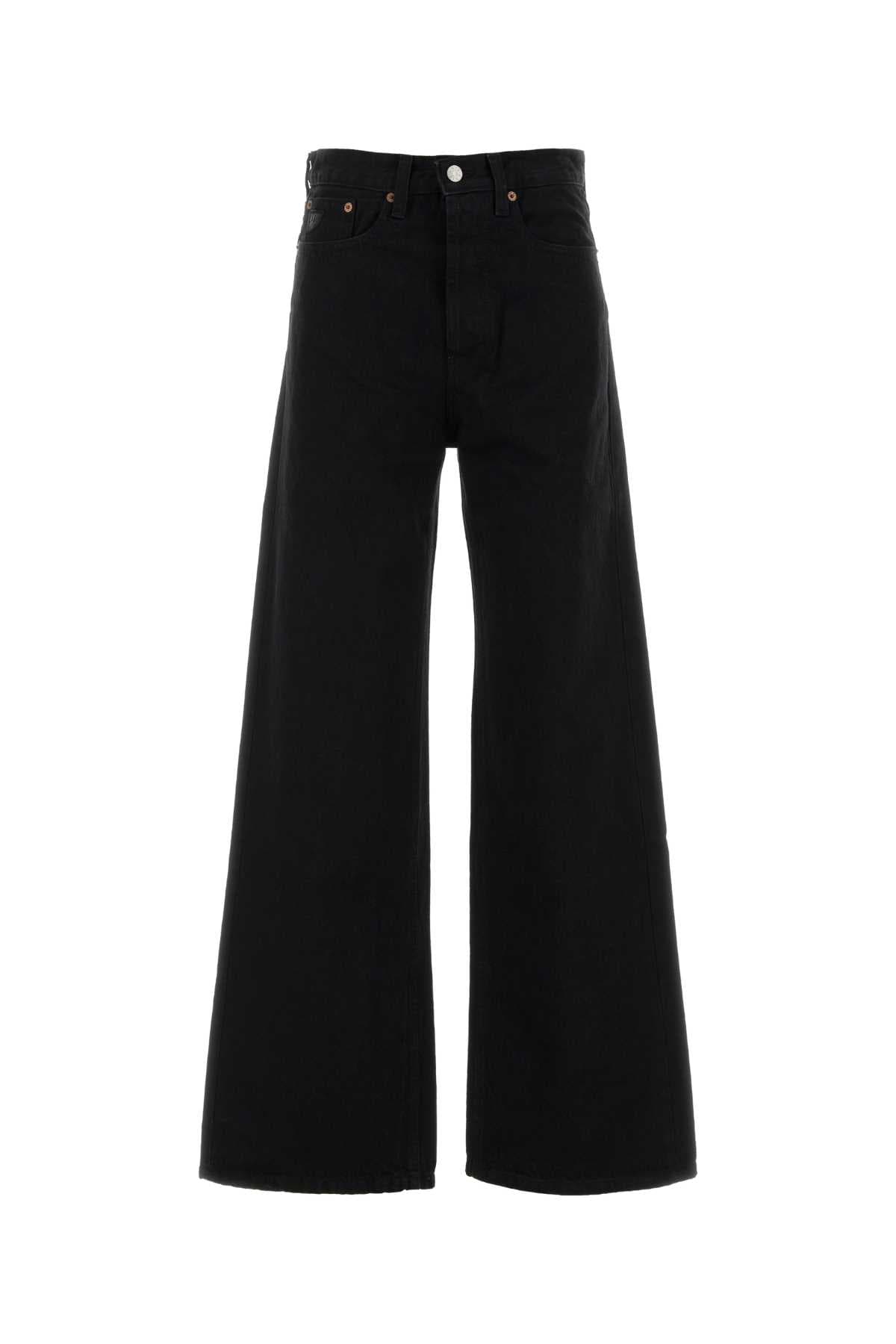 Black denim Skater wide-leg jeans