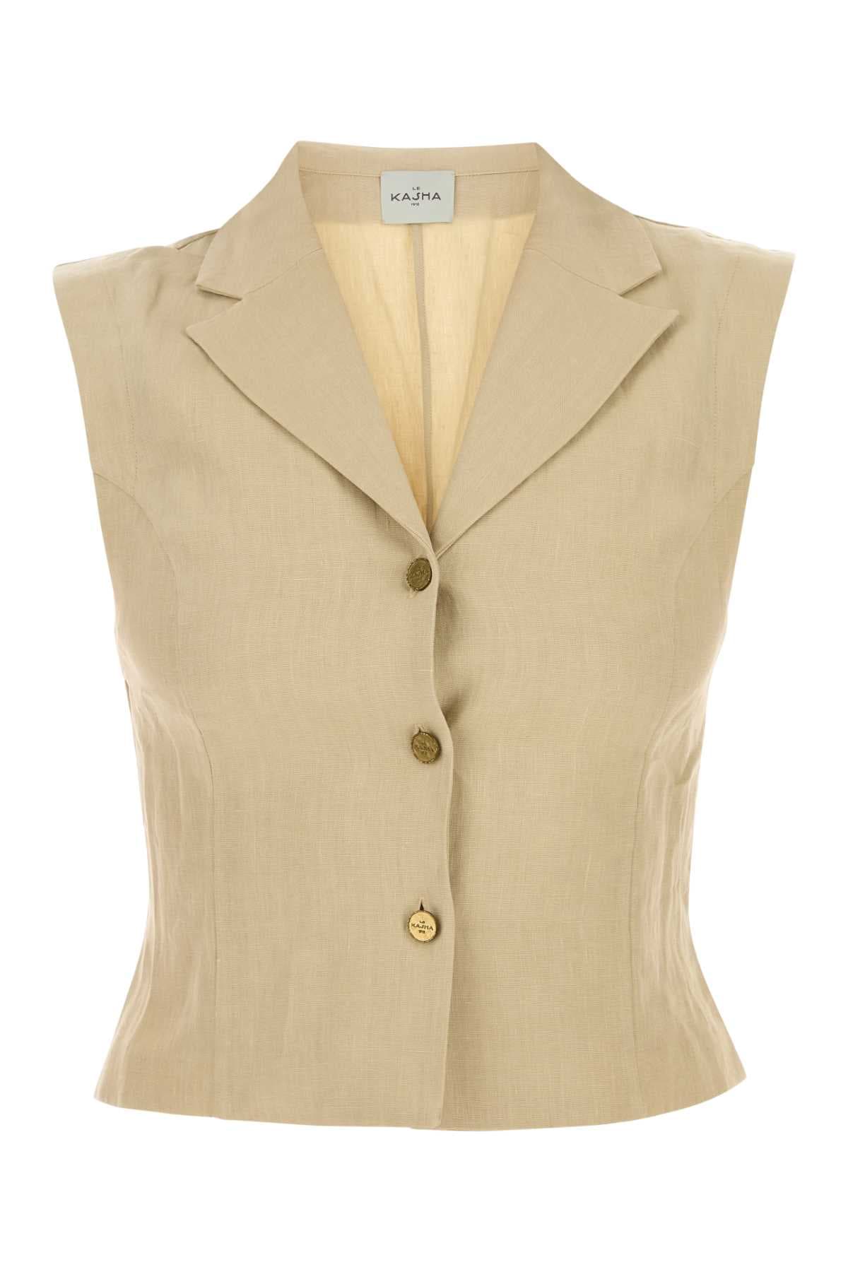 Beige linen Sawadah vest