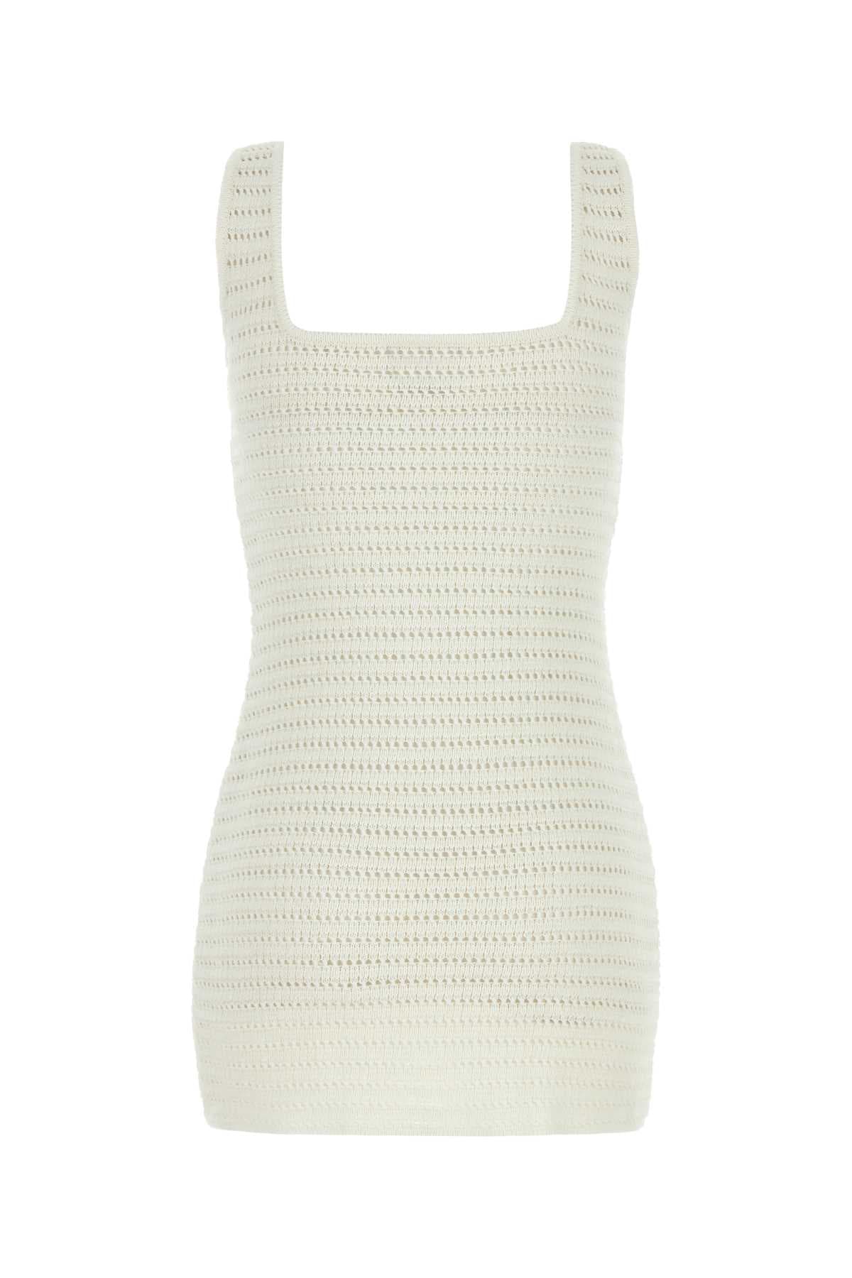 White crochet mini dress - мініатюра 2