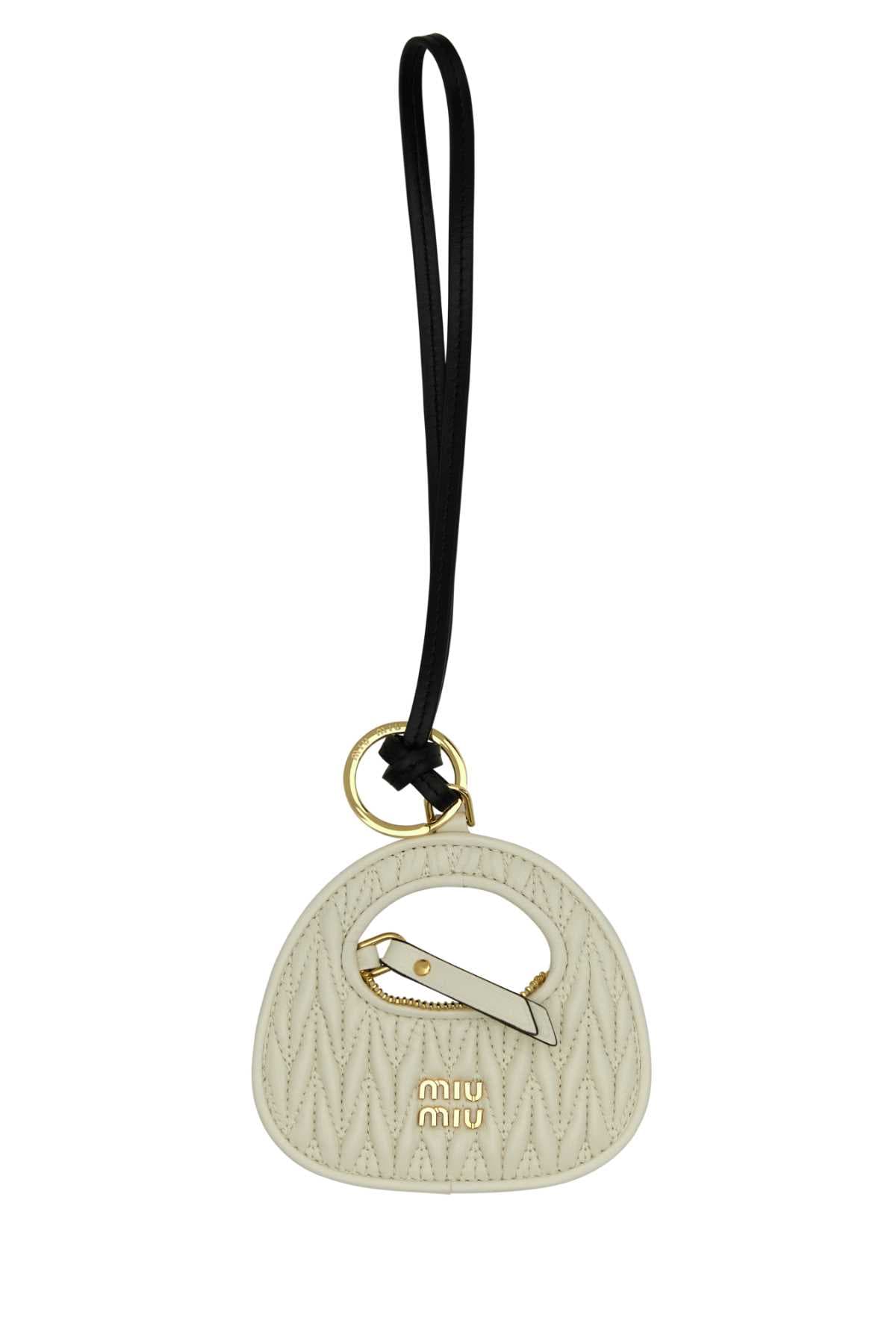 Ivory leather keyring