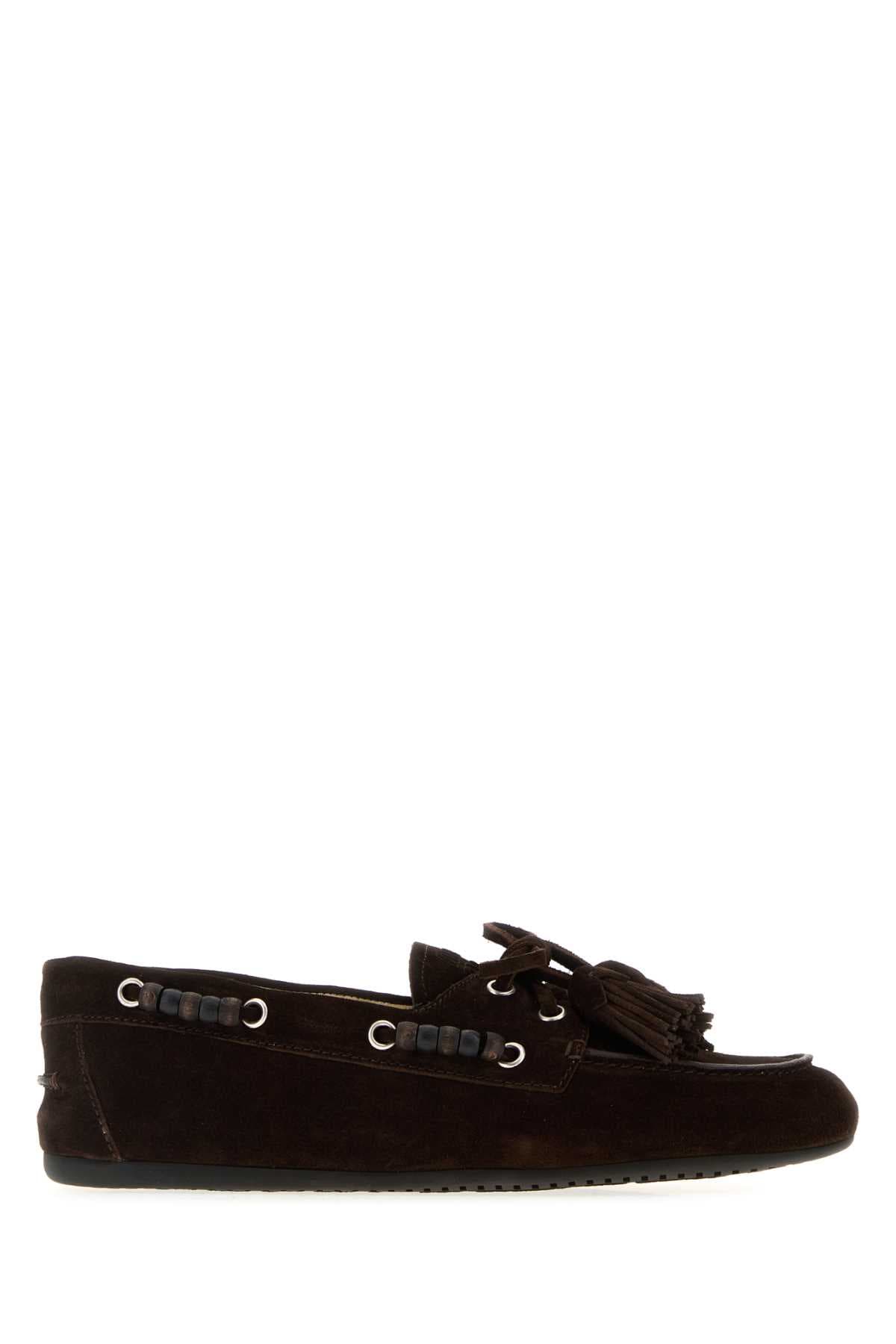 Dark brown suede loafers