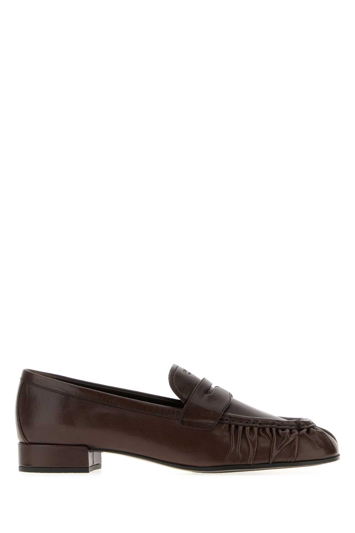 Dark brown leather loafers