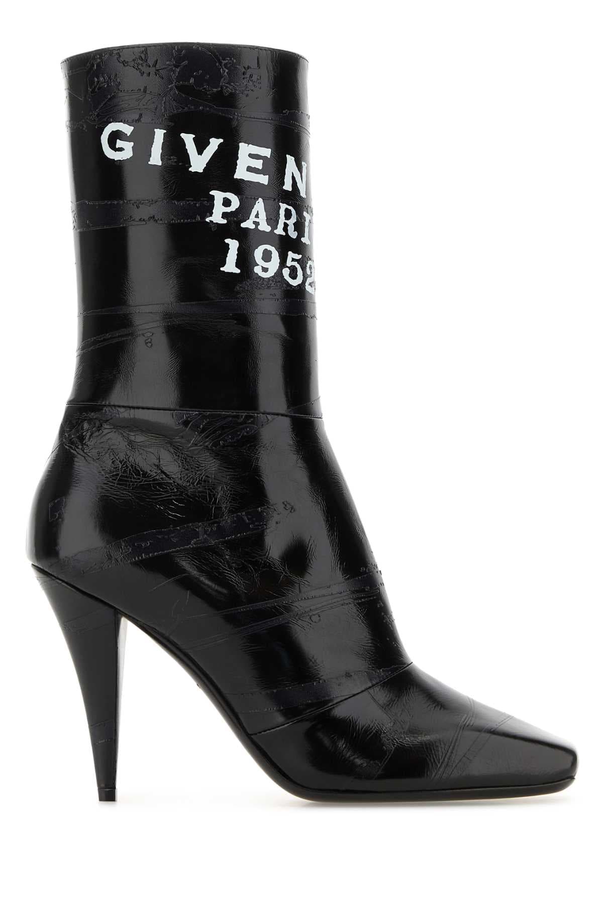Black leather Sliced Square GIVENCHY Tape ankle boots