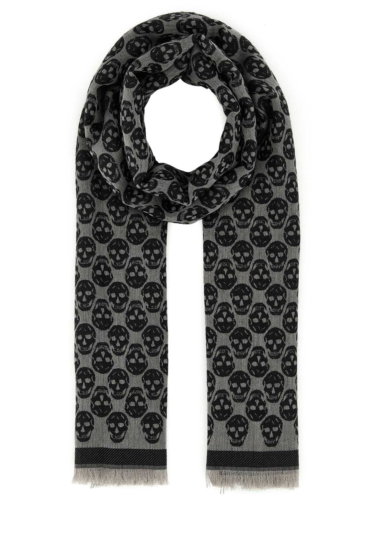 Embroidered wool blend foulard