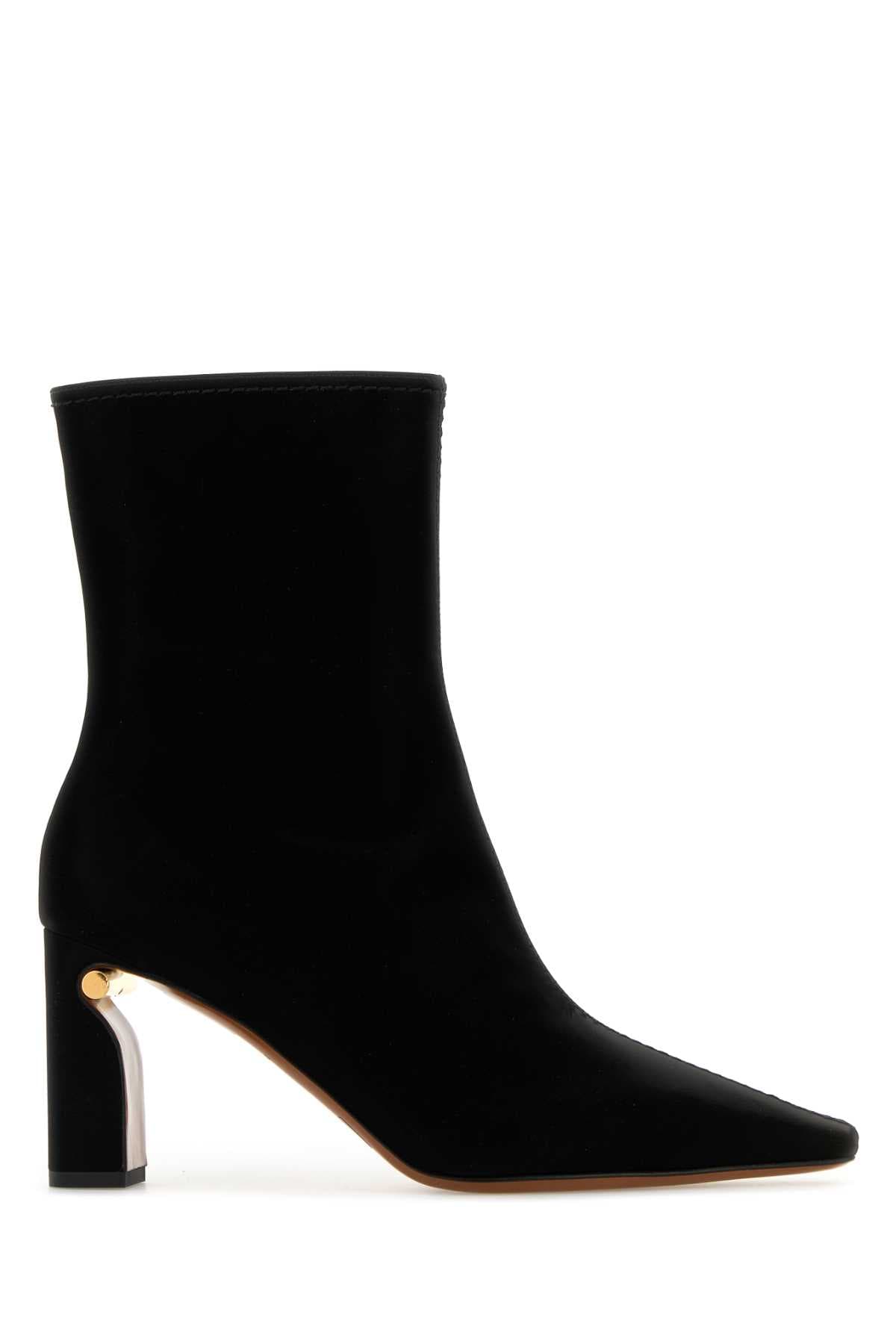 Black fabric ankle boots