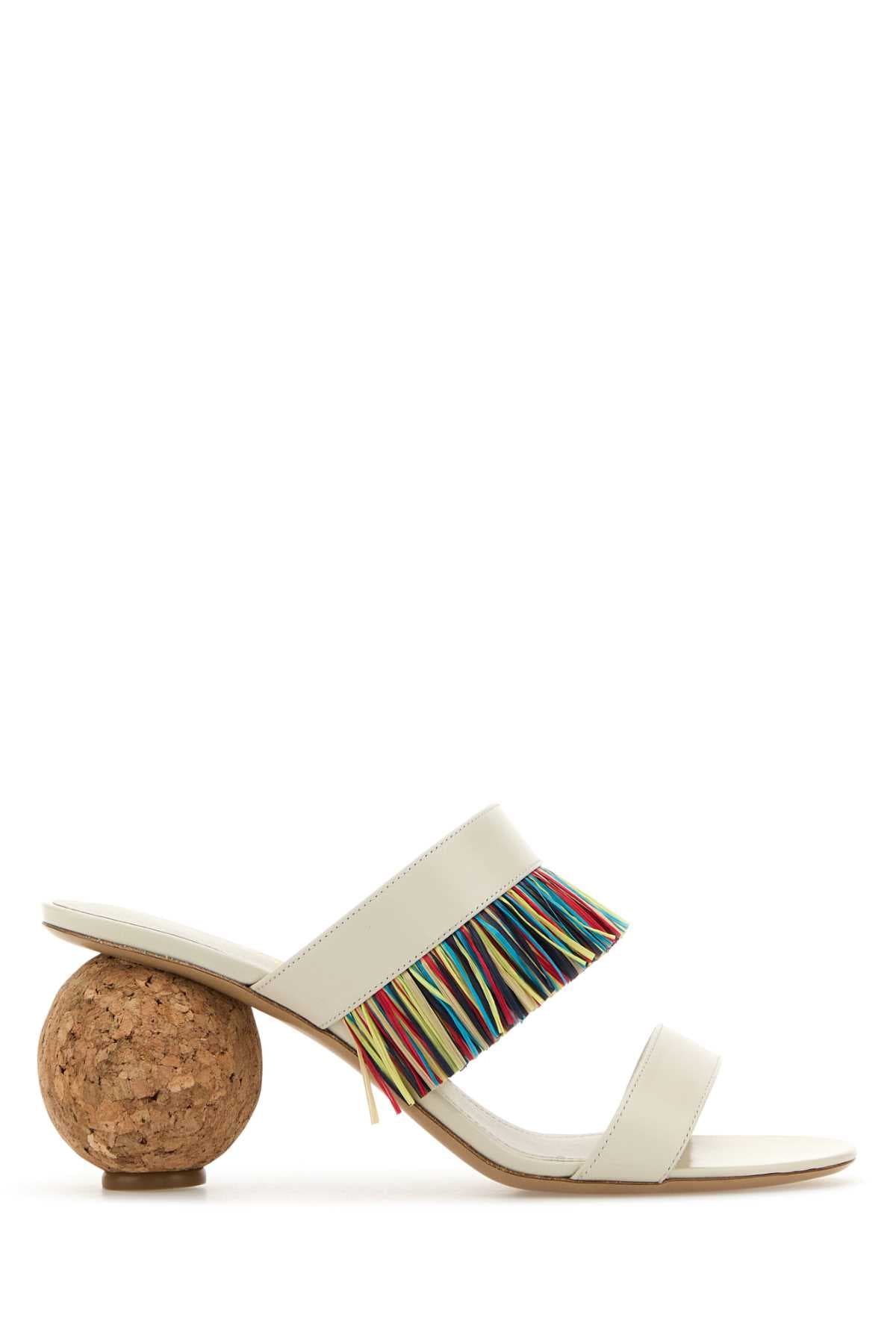 Ivory leather mules