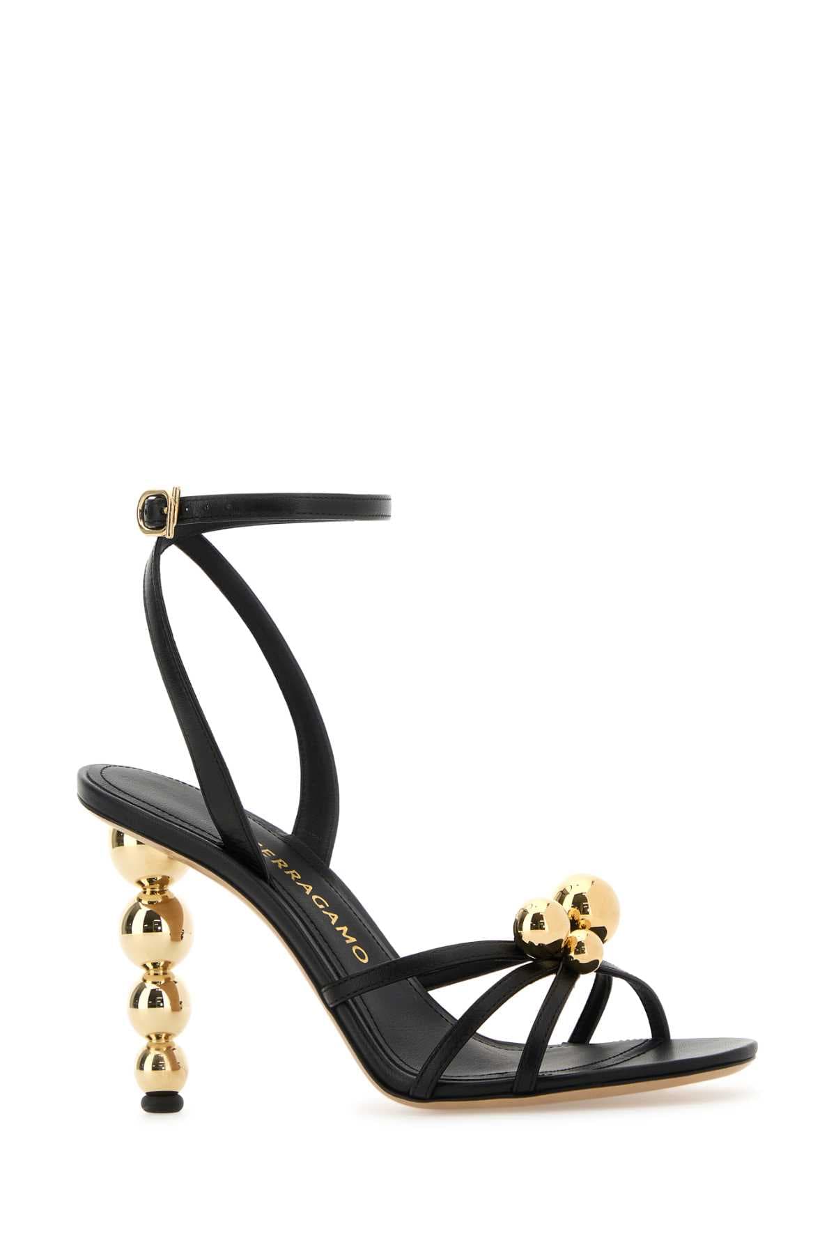 Black leather Karina sandals - мініатюра 2