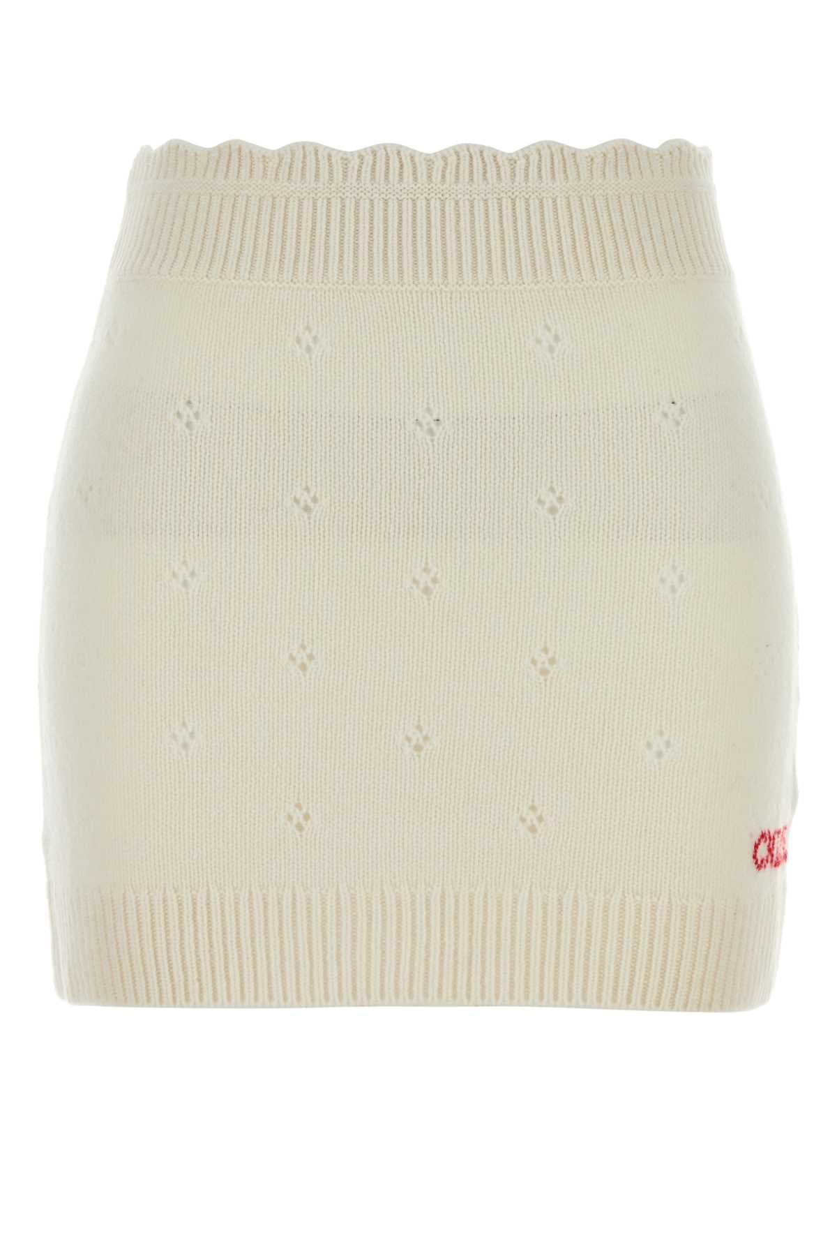 White wool blend mini skirt