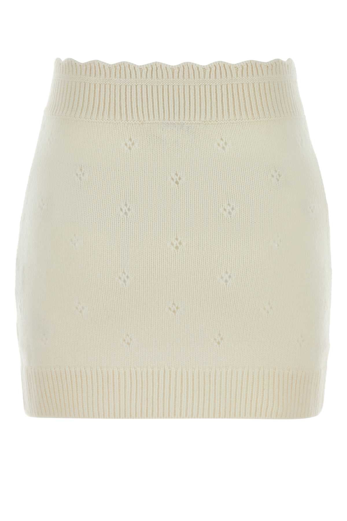 White wool blend mini skirt - мініатюра 2