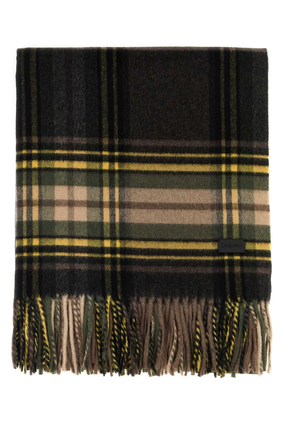 Embroidered cashmere blend scarf