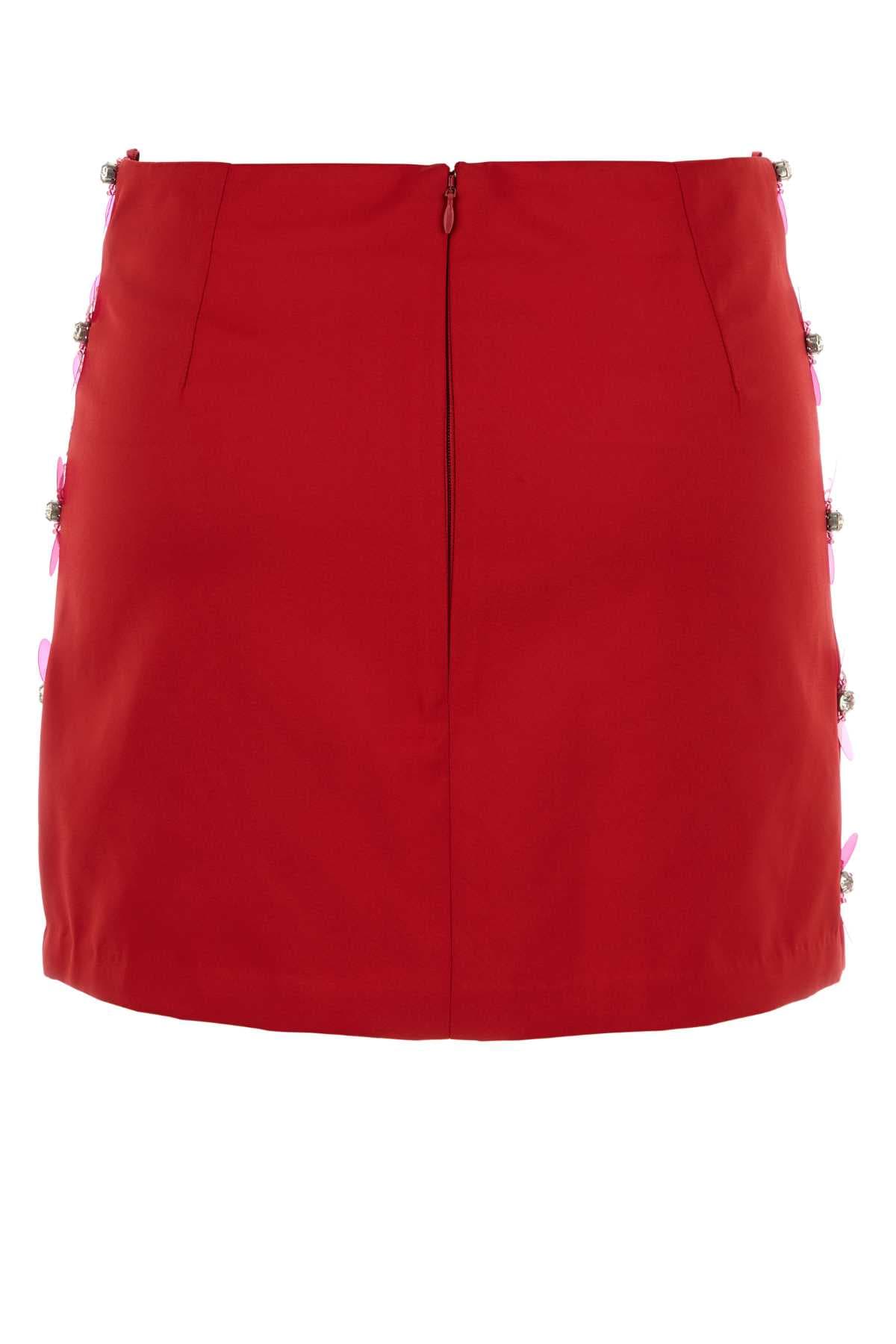 Red satin mini skirt - мініатюра 2
