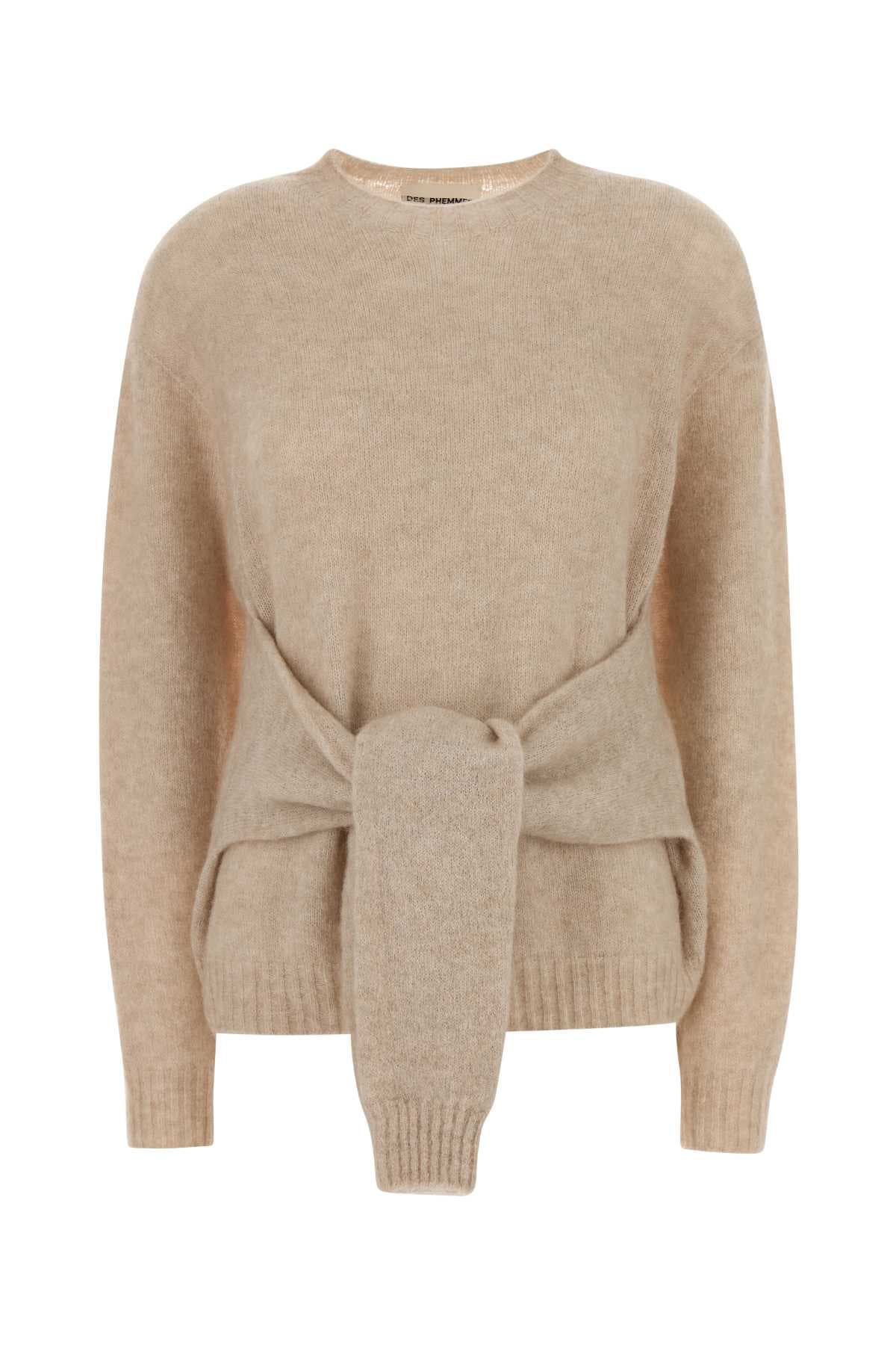 Beige stretch nylon blend sweater