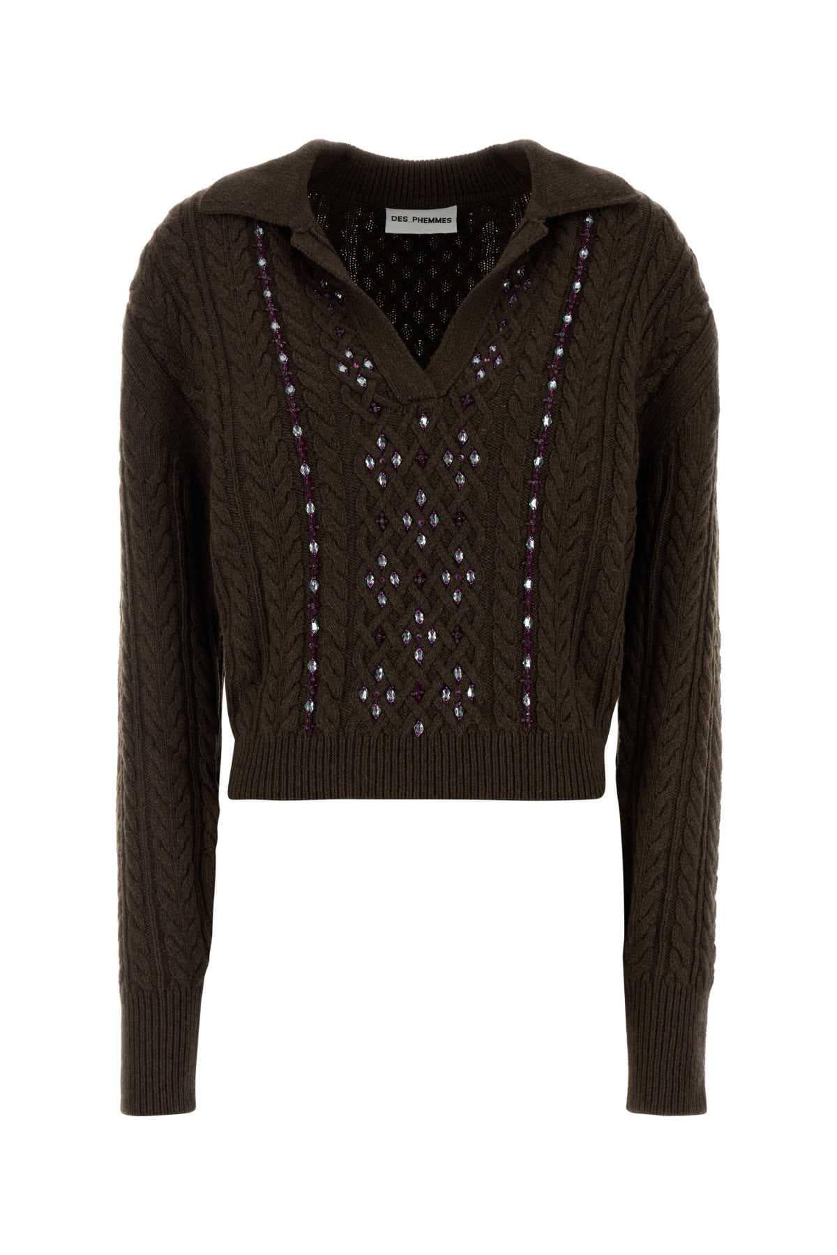 Chocolate nylon blend sweater