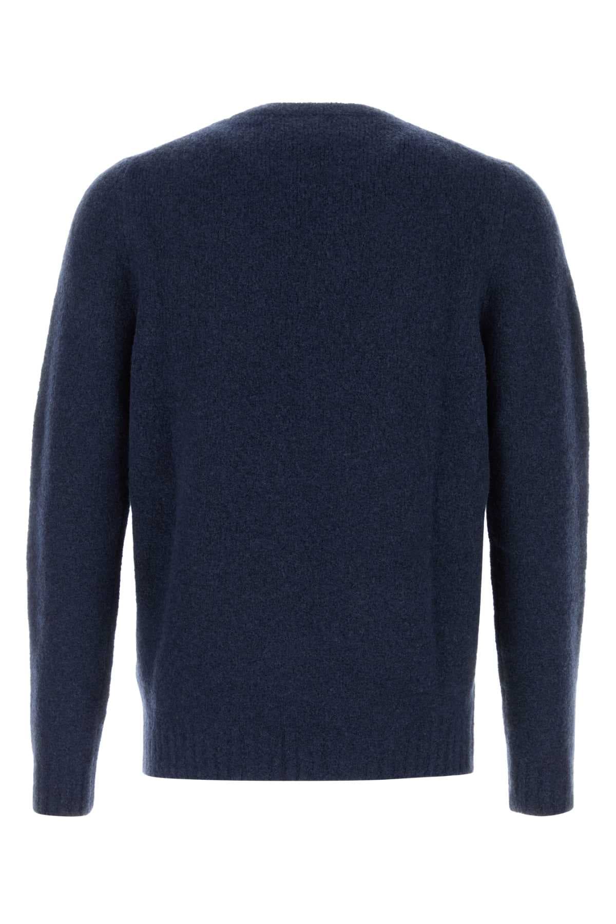 Navy blue stretch wool blend sweater - мініатюра 2
