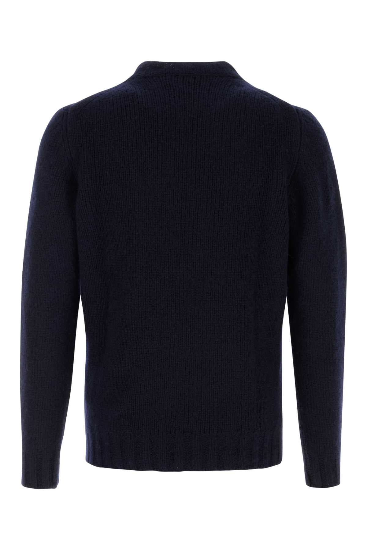 Navy blue cashmere blend sweater - мініатюра 2