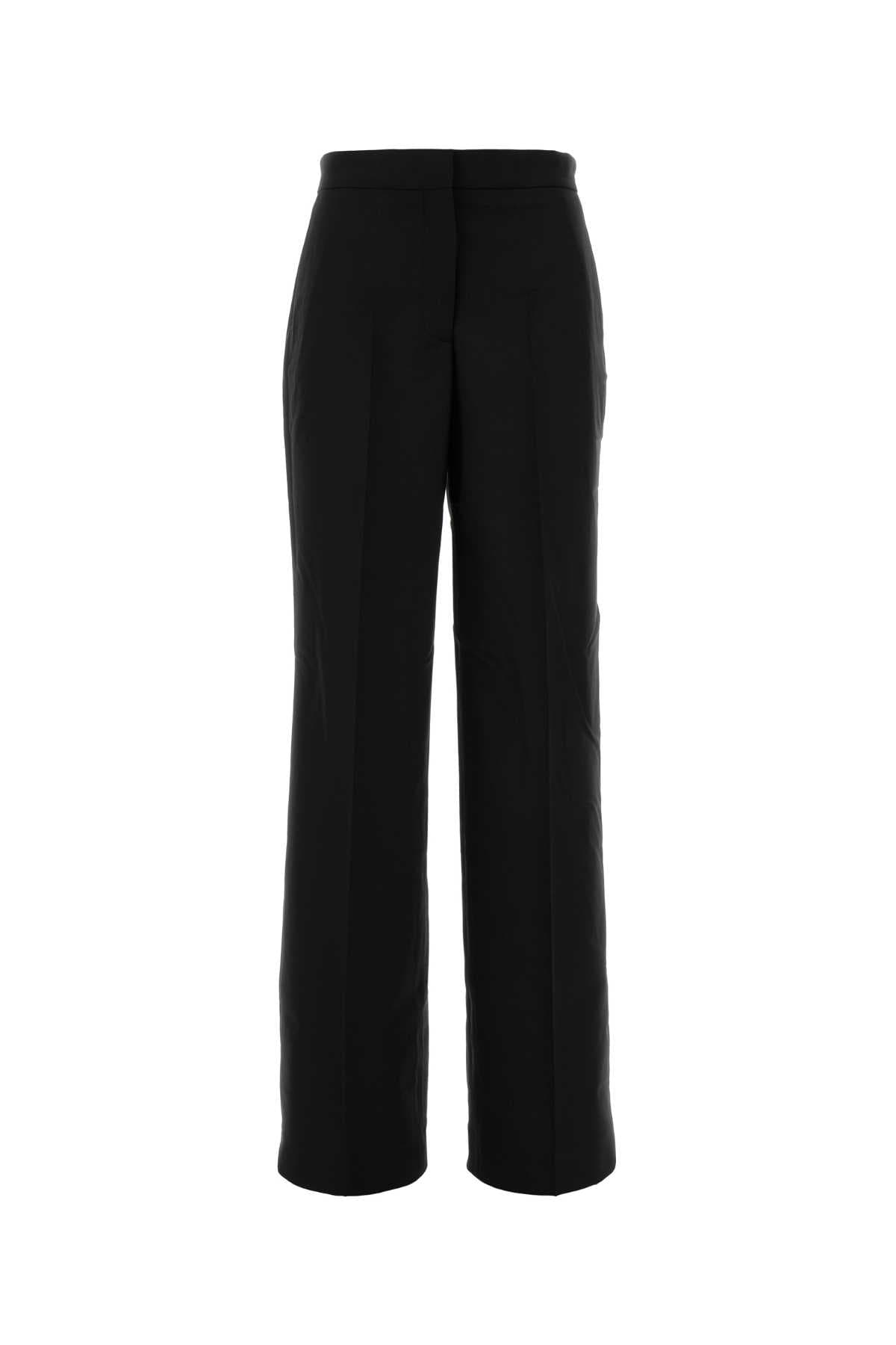 Black stretch wool wide-leg pant