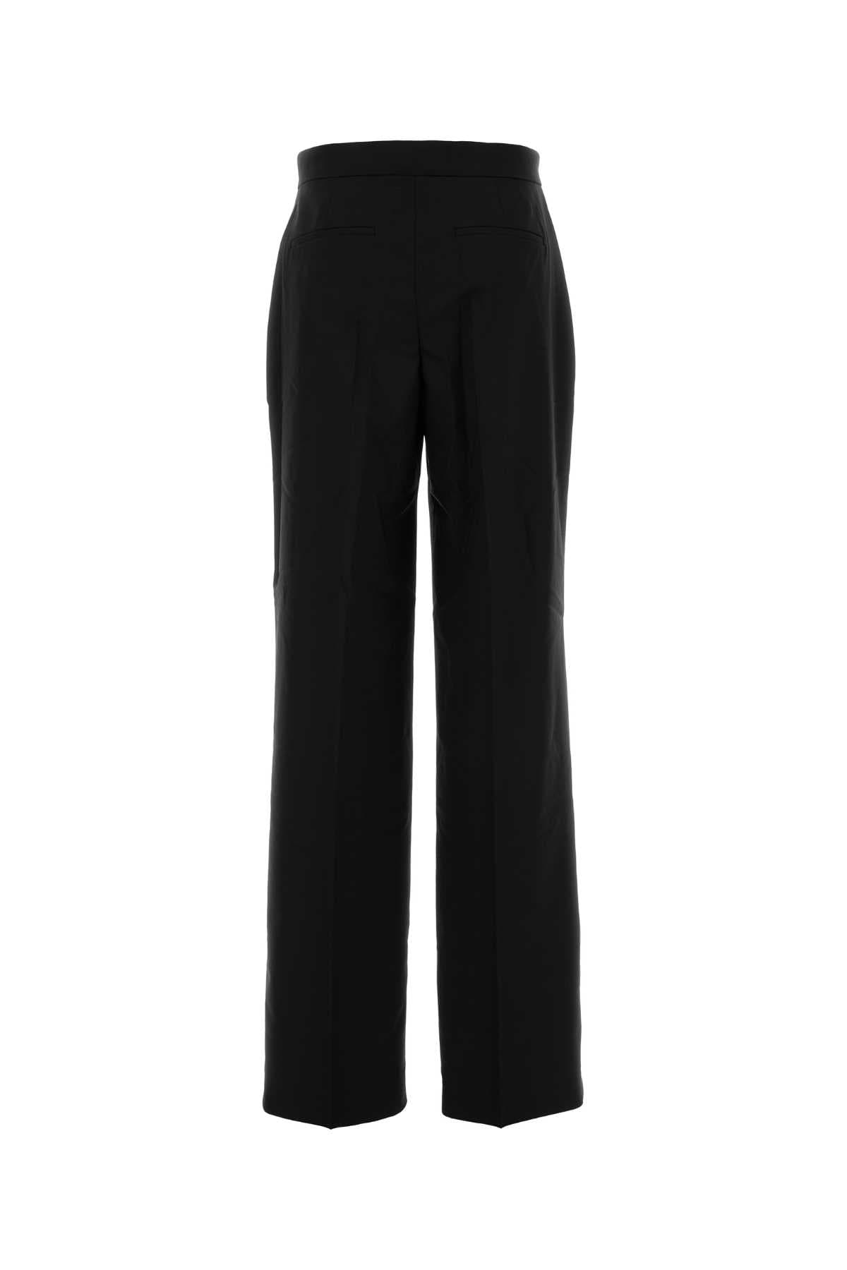 Black stretch wool wide-leg pant - мініатюра 2