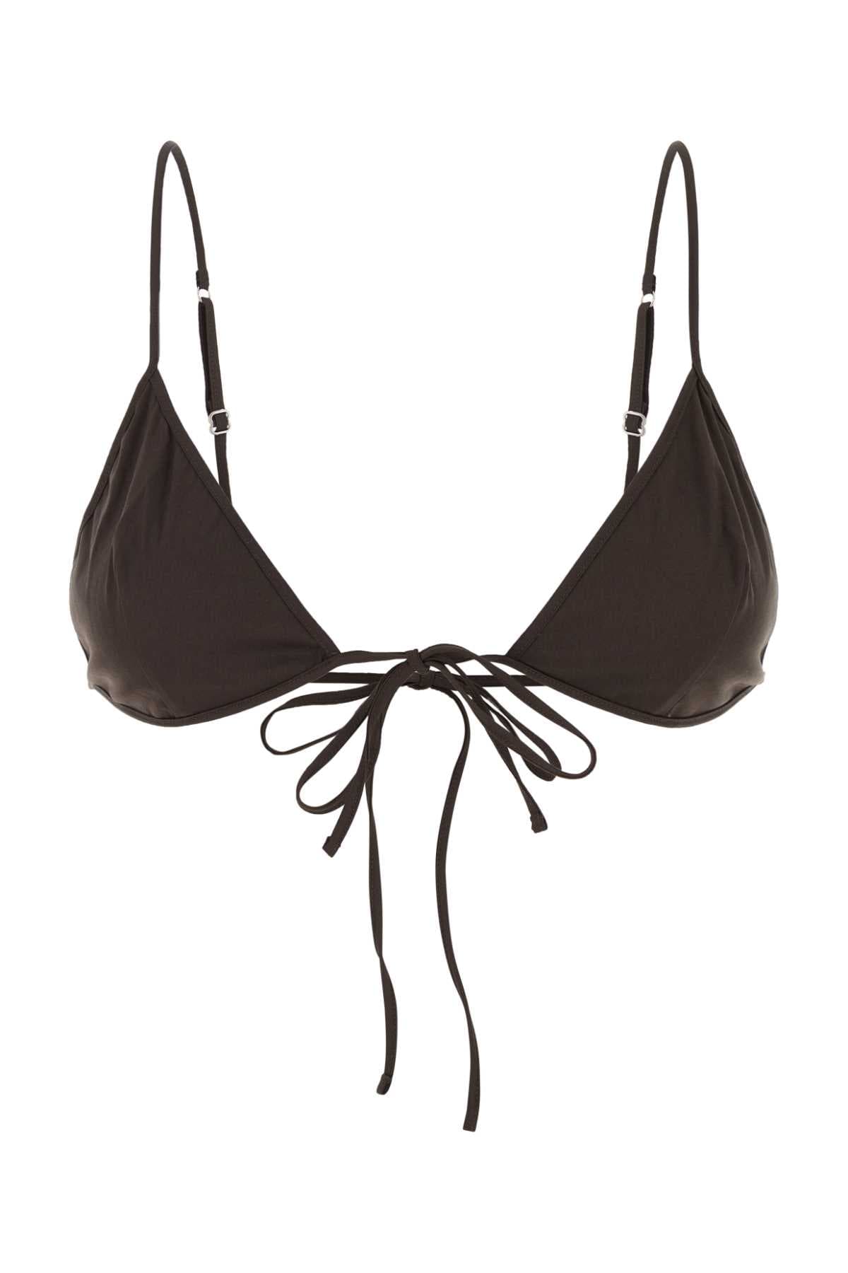 Brown stretch poplin bra