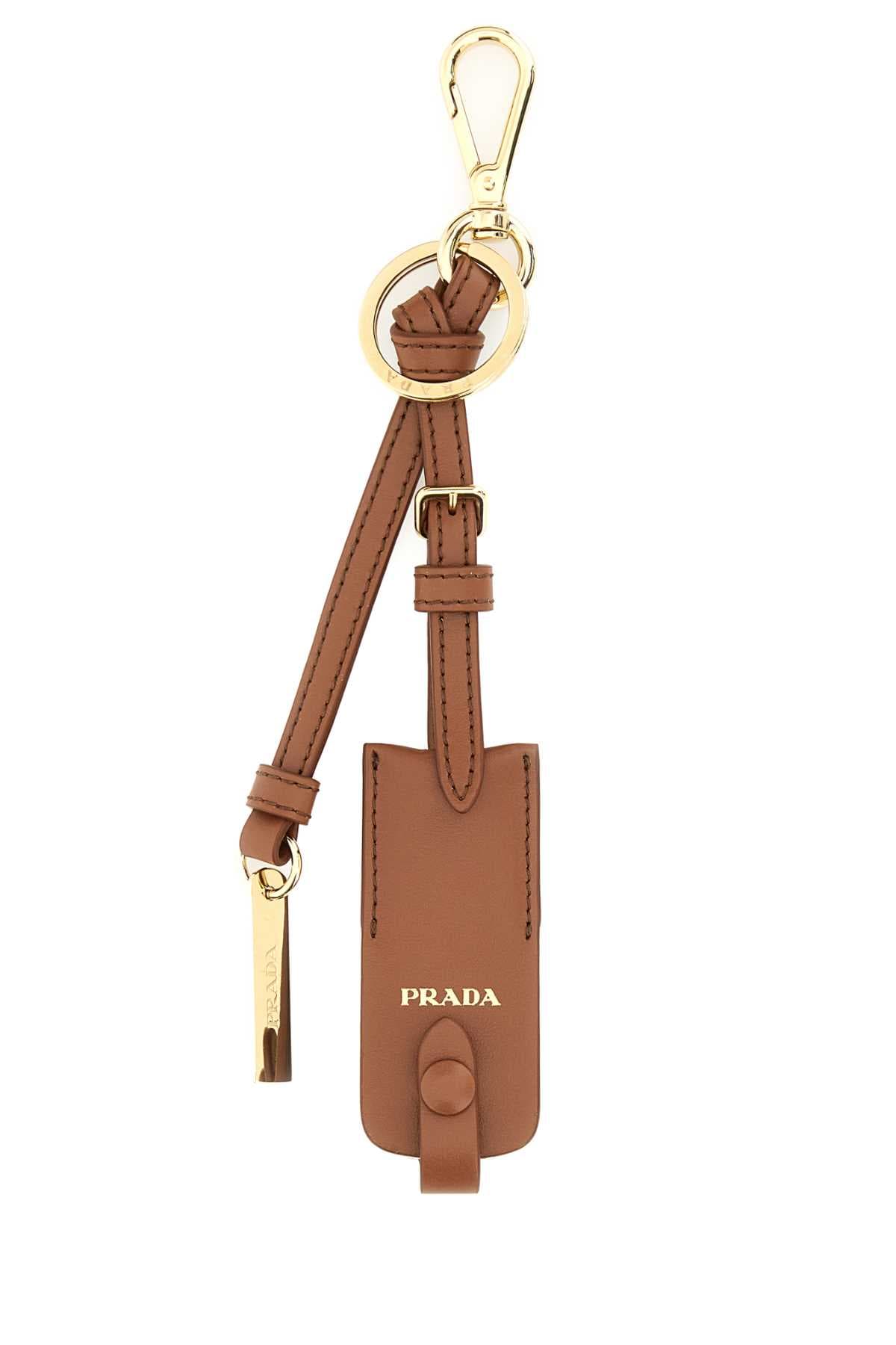 Caramel leather key ring