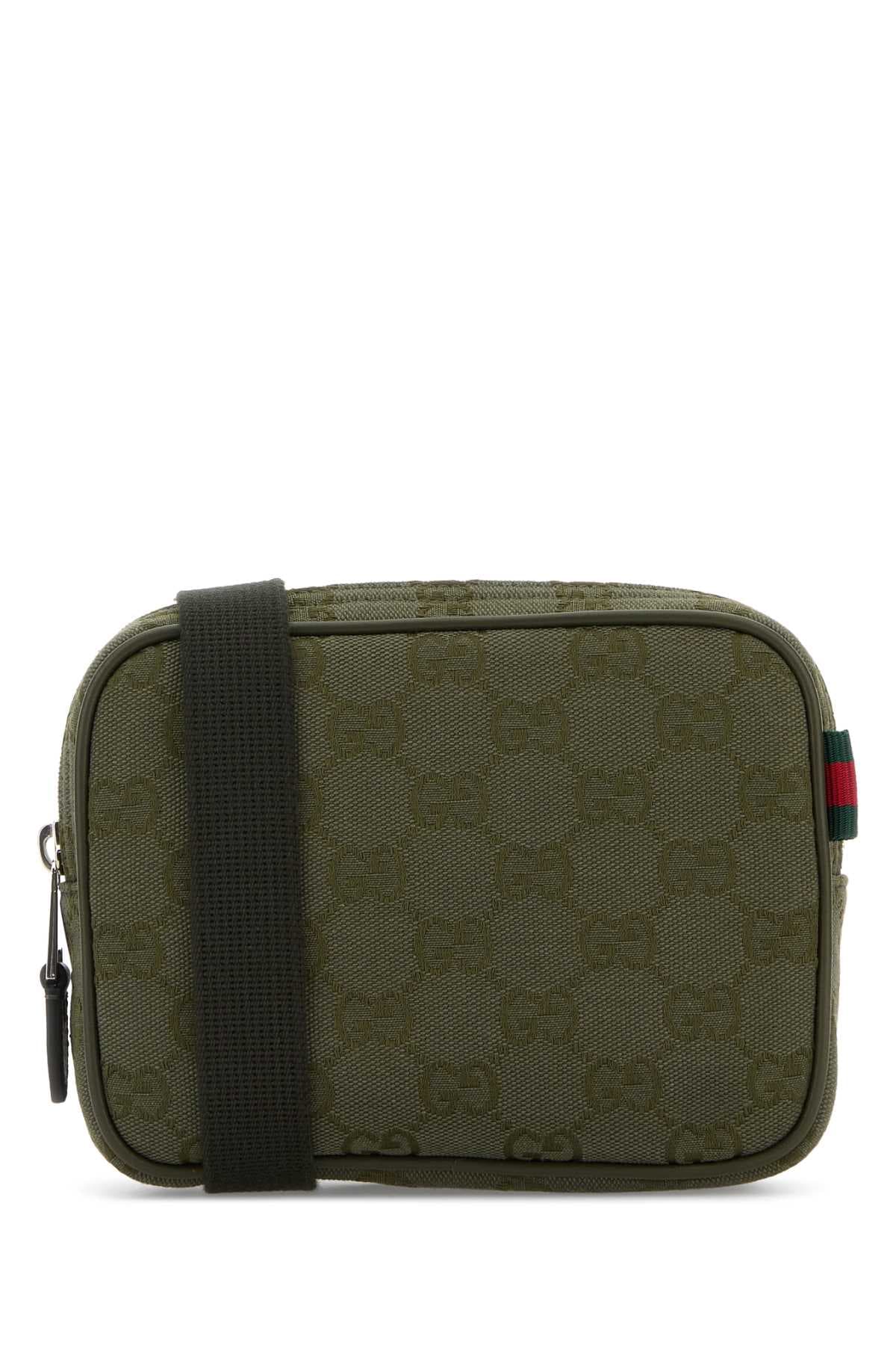 Olive green GG fabric crossbody bag