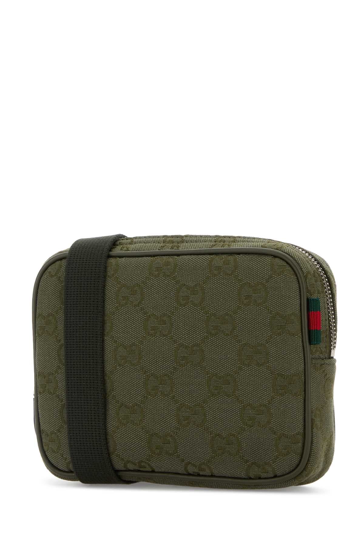 Olive green GG fabric crossbody bag - мініатюра 2