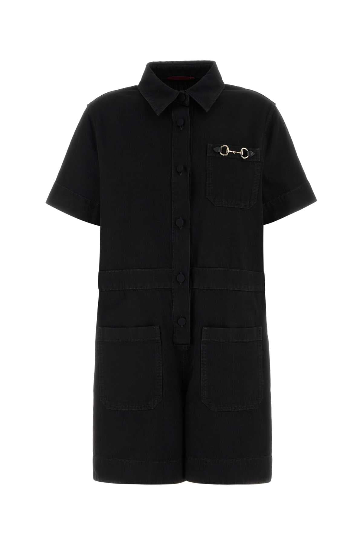 Black denim jumpsuit