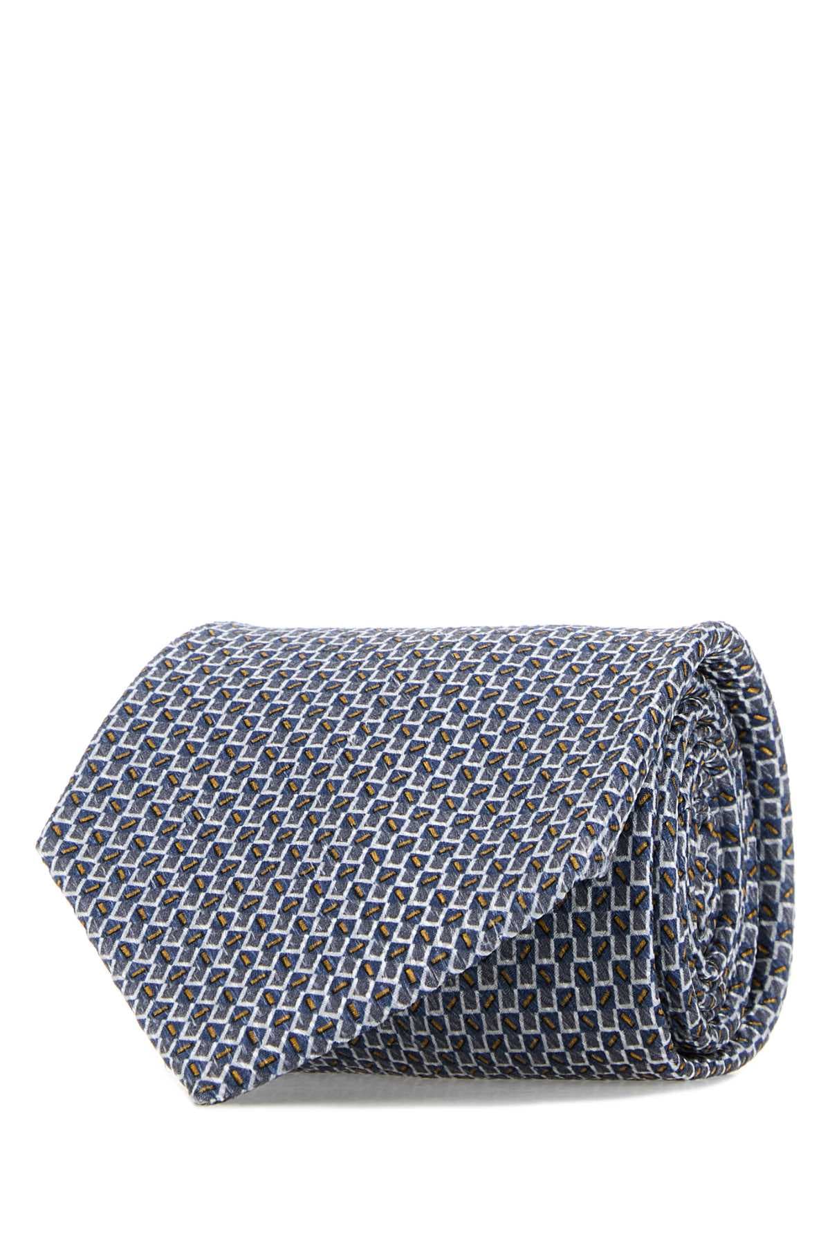 Embroidered silk tie