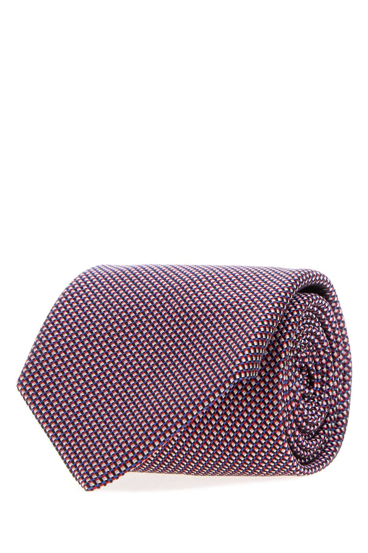 Embroidered silk tie