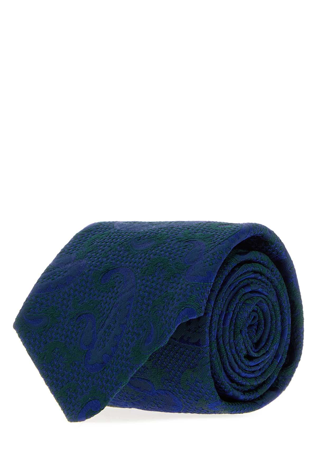Embroidered silk tie