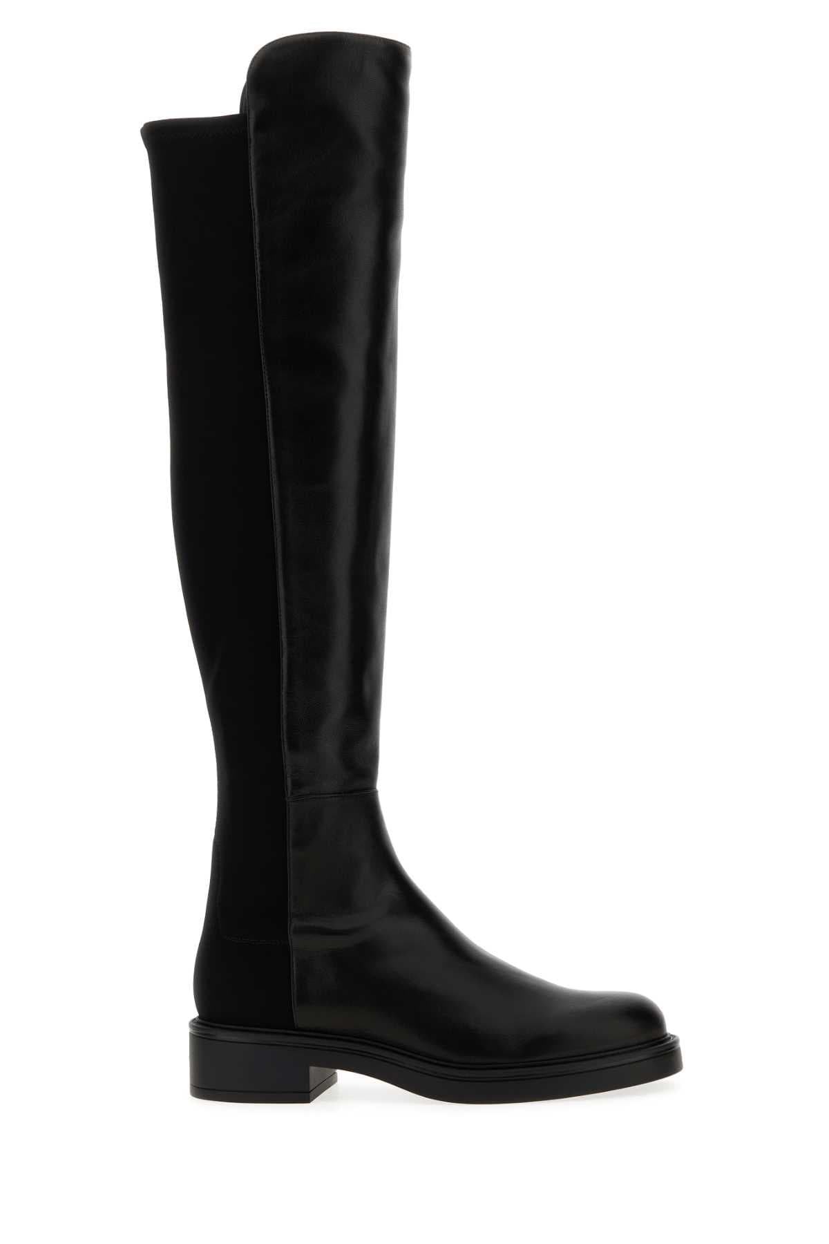 Black nappa leather and fabric Celia boots