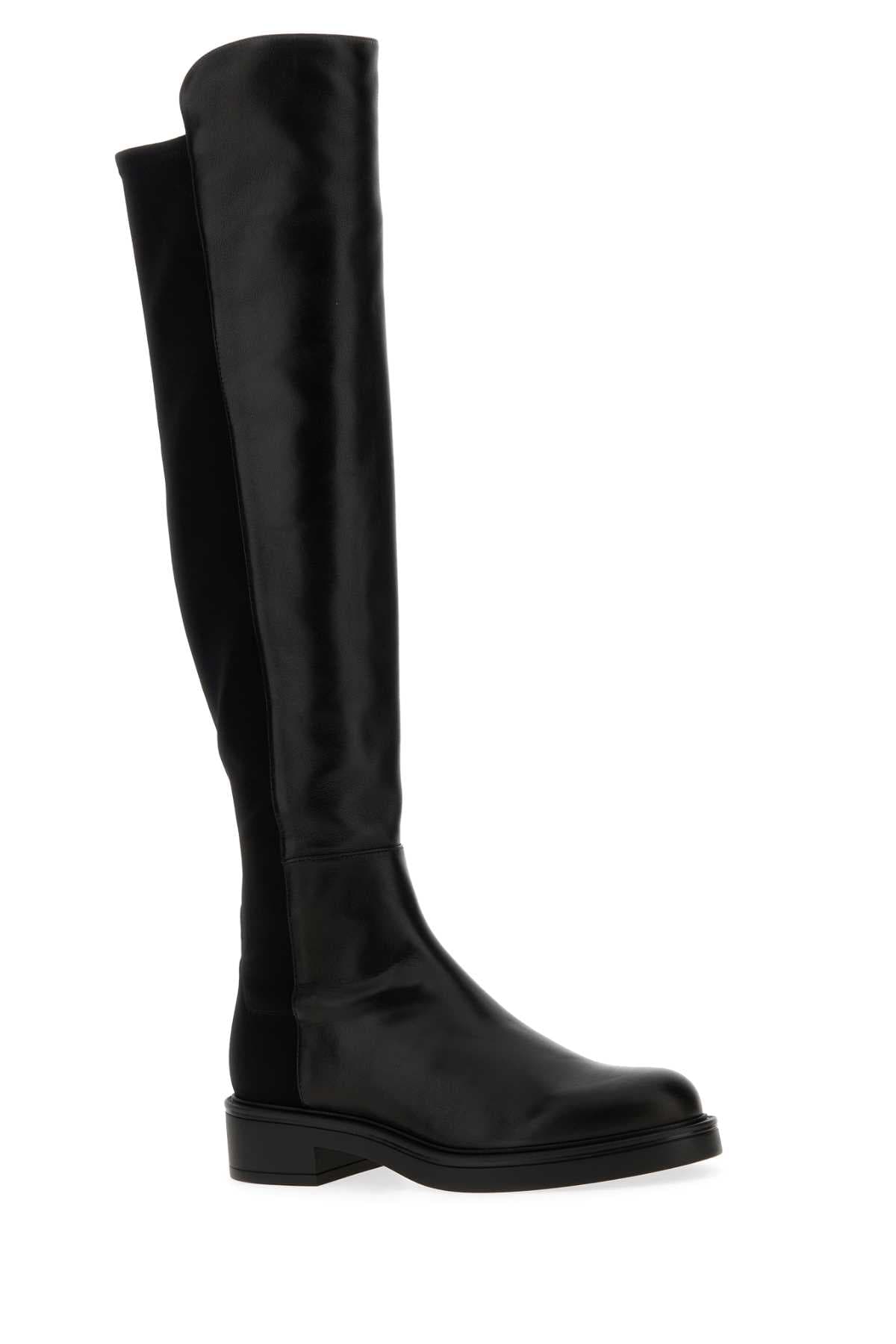 Black nappa leather and fabric Celia boots - мініатюра 2