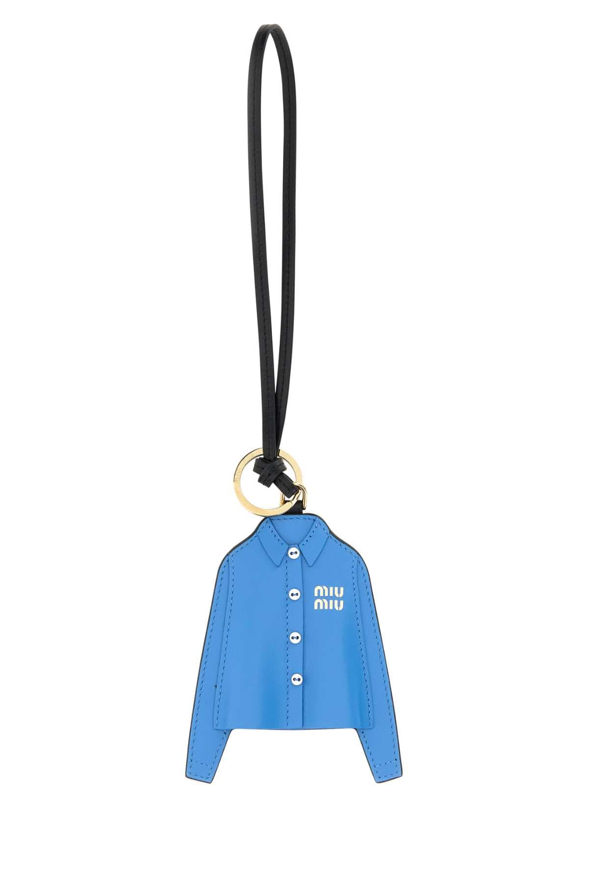Cerulean blue leather keyring