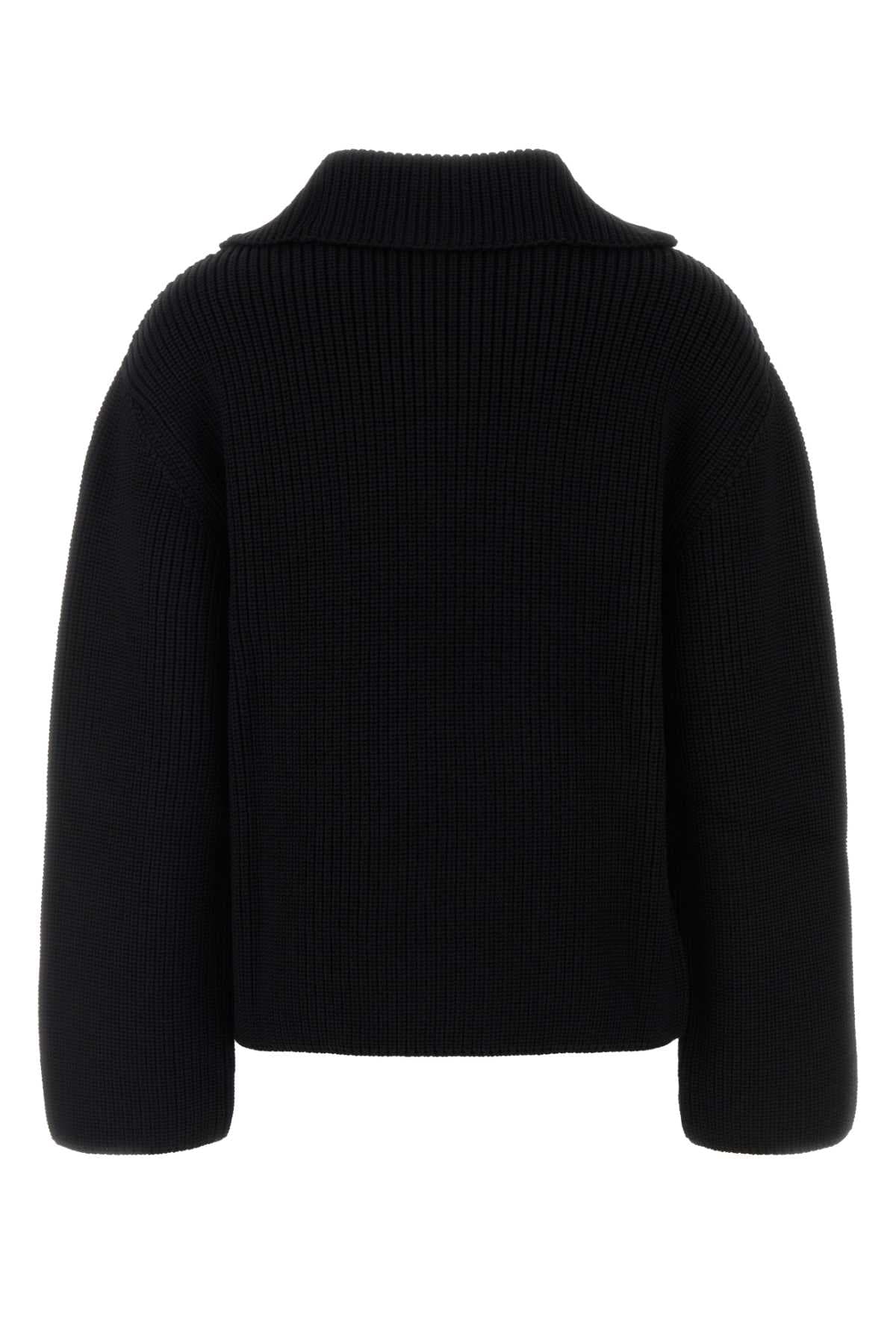 Black wool oversize sweater - мініатюра 2