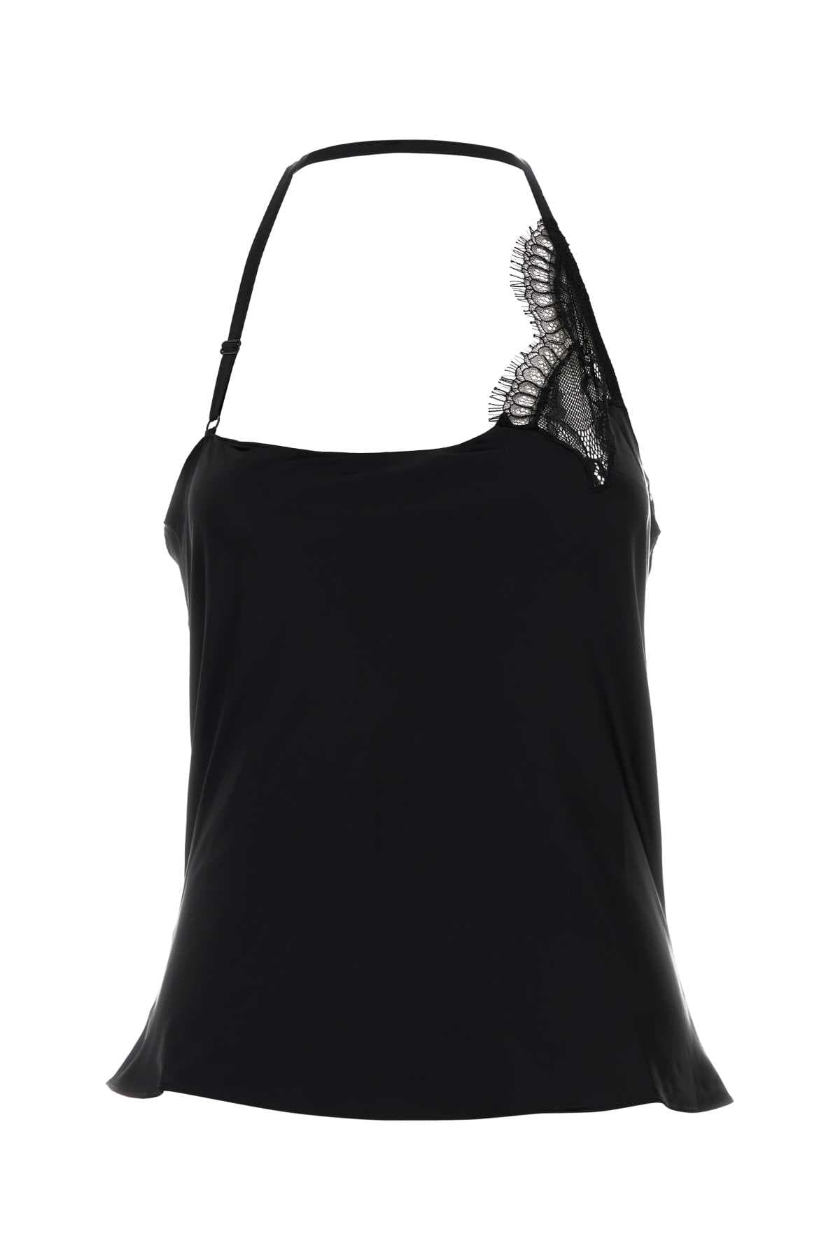 Black stretch satin top